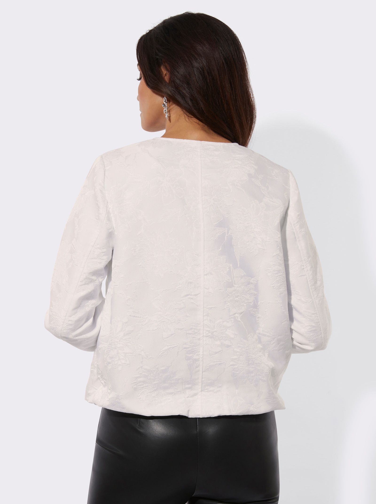 Blusenjacke mit Blütenjacquard-Muster - ecru