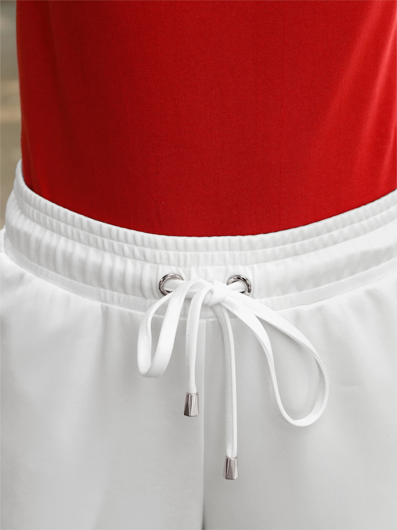 Jerseybroek met verstelbaar tunnelkoord op de zoom - wit
