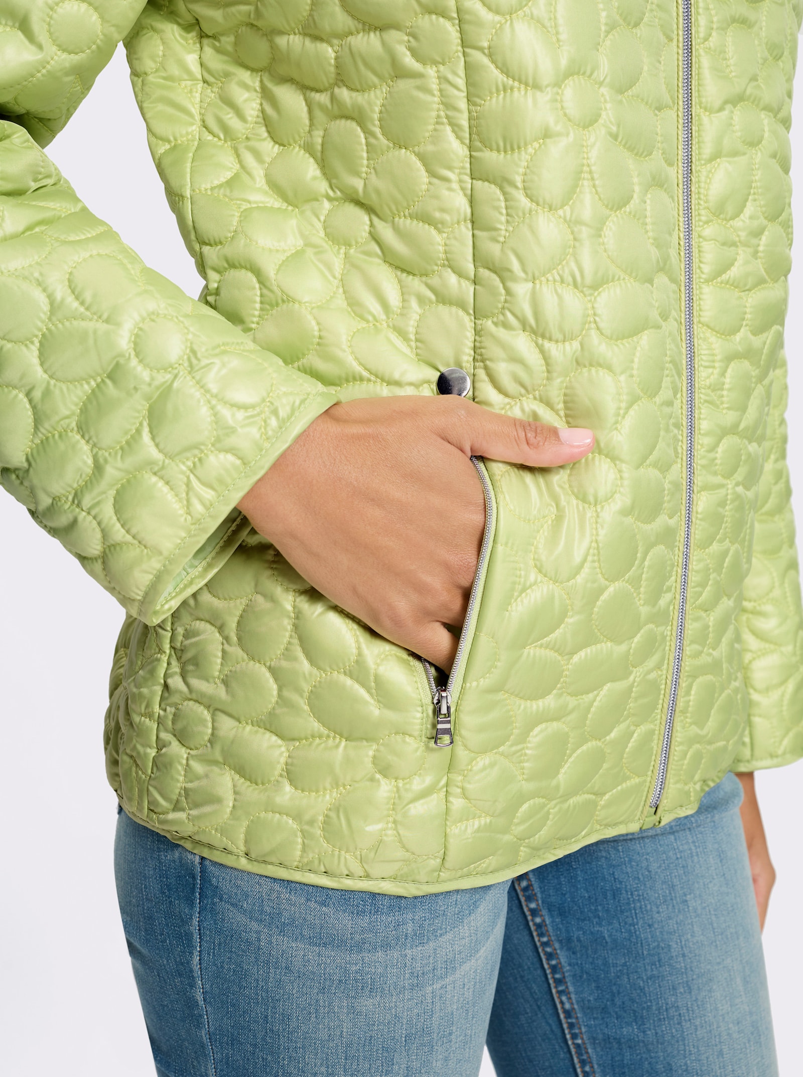 Steppjacke in Blüten-Steppung - pistazie