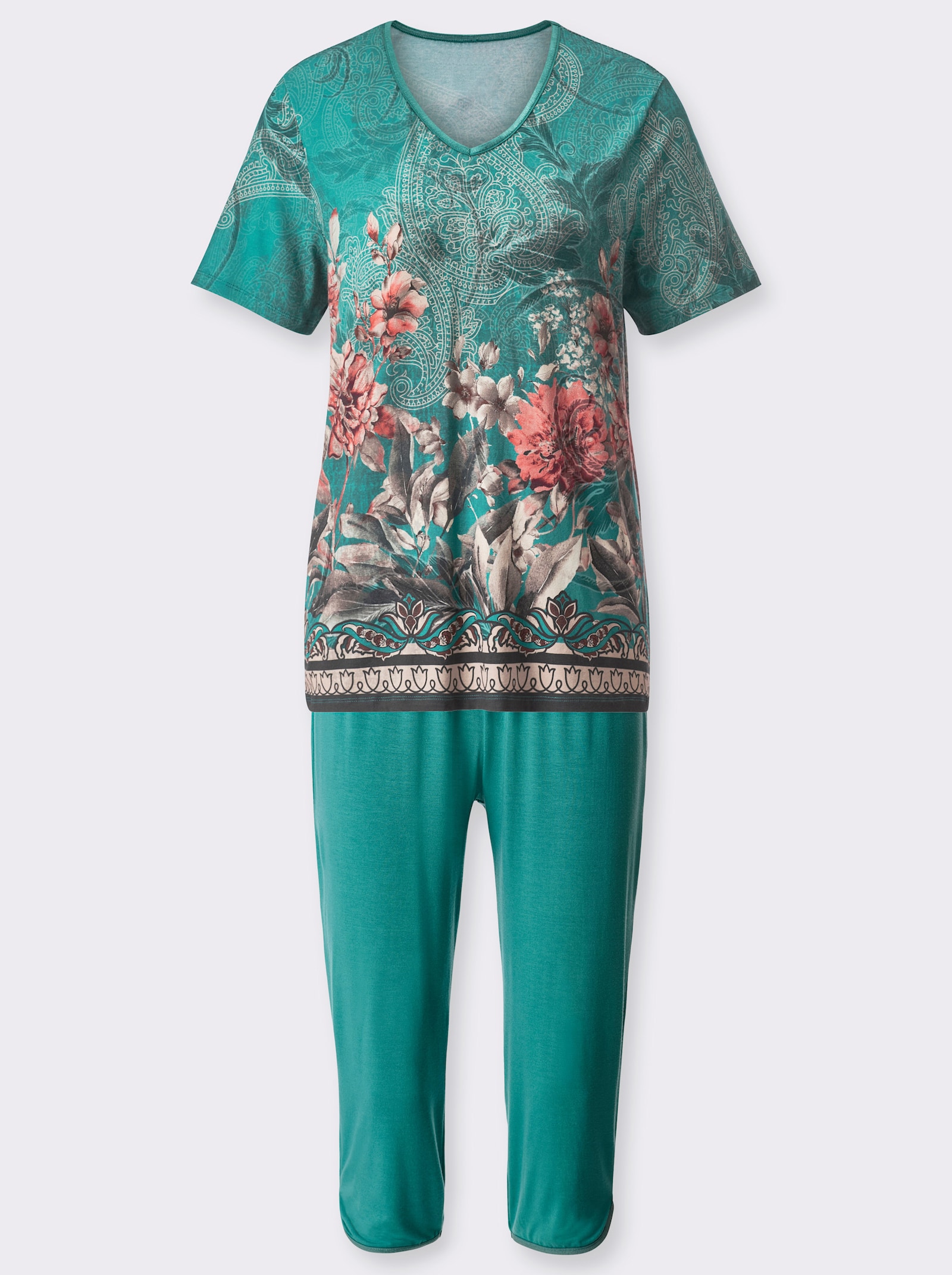 wäschepur Caprianzug mit Digital-Print - salbei-bedruckt