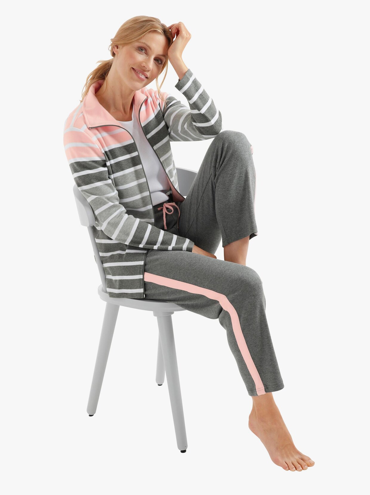 feel good Hausanzug - grau-rosé