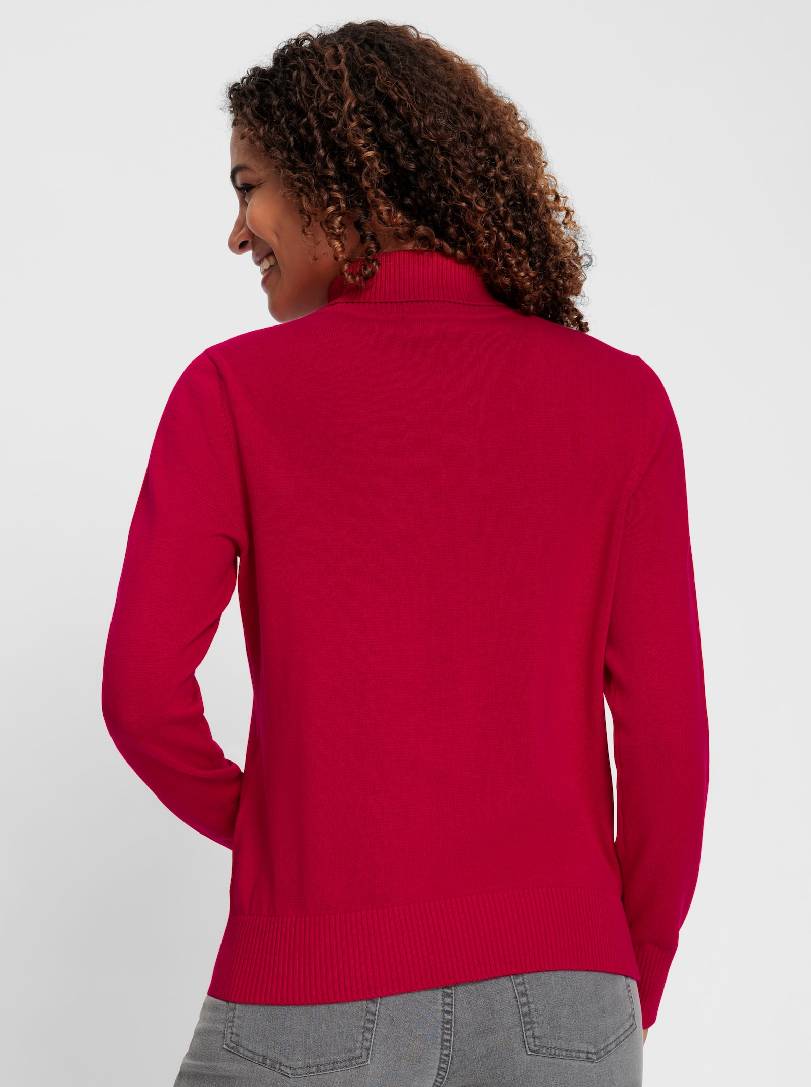 Rollkragenpullover aus Feinstrick - rot