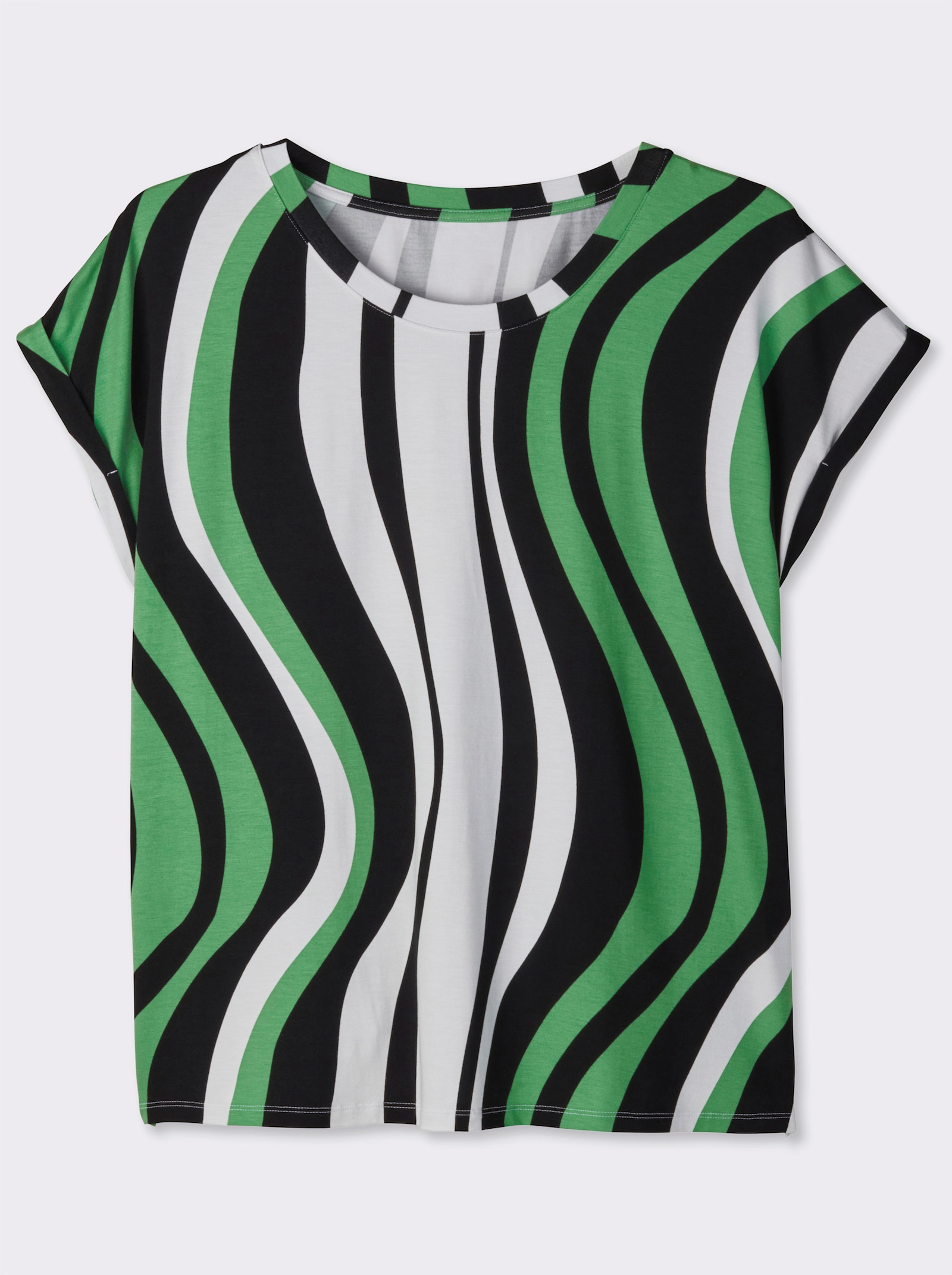 Streifenshirt mit überschnittenen Schultern - weiß-apfel-gestreift