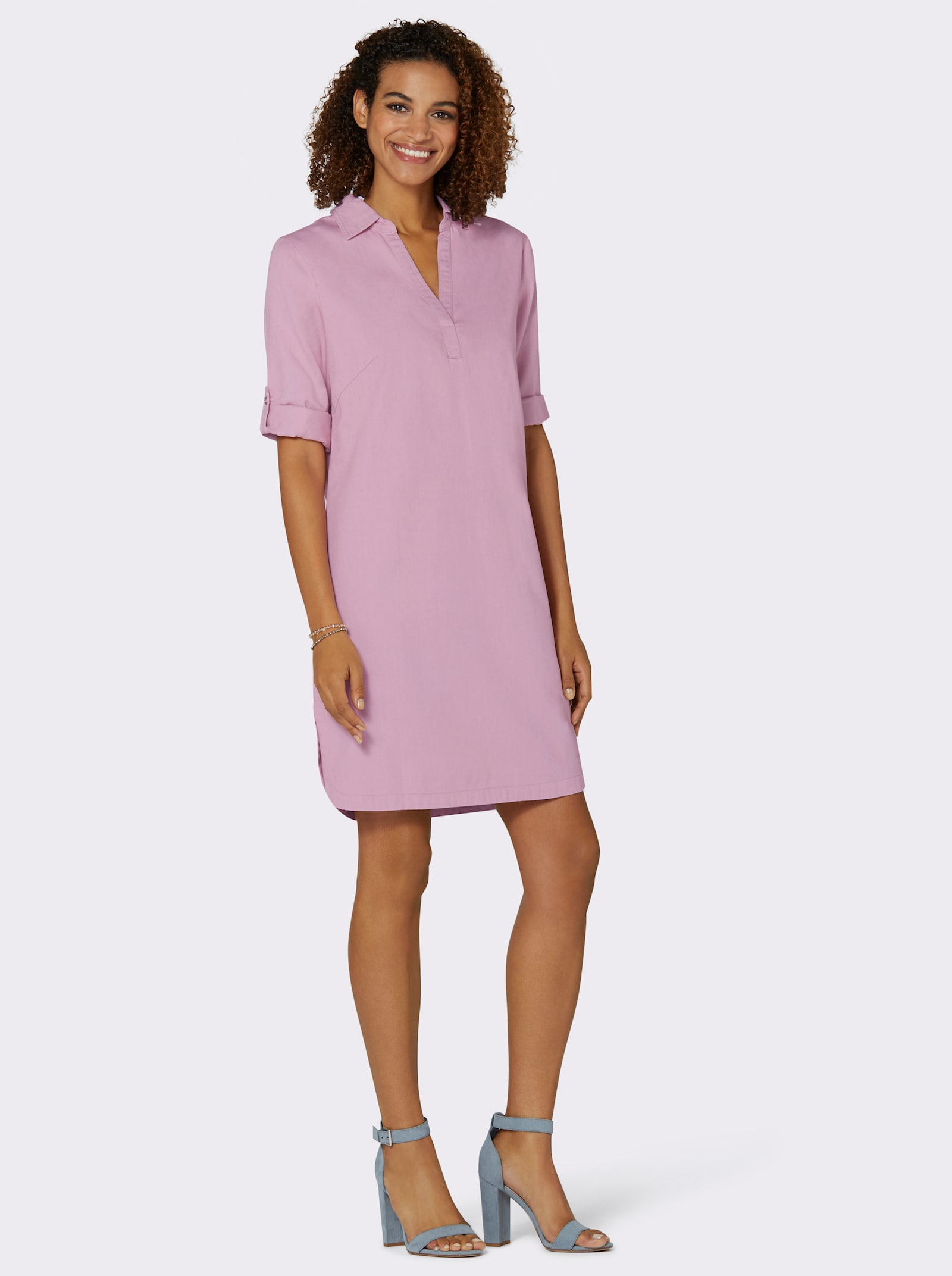 Jeanskleid in Schlupfform - rosé
