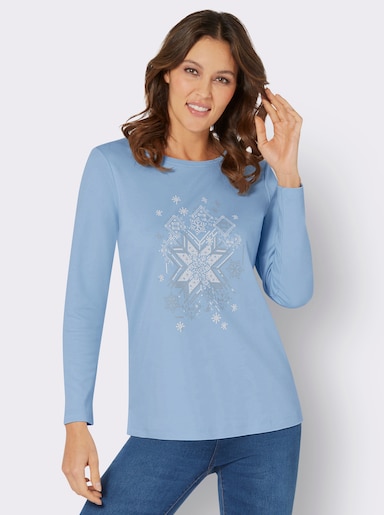 Sweatshirt - eisblau-weiss