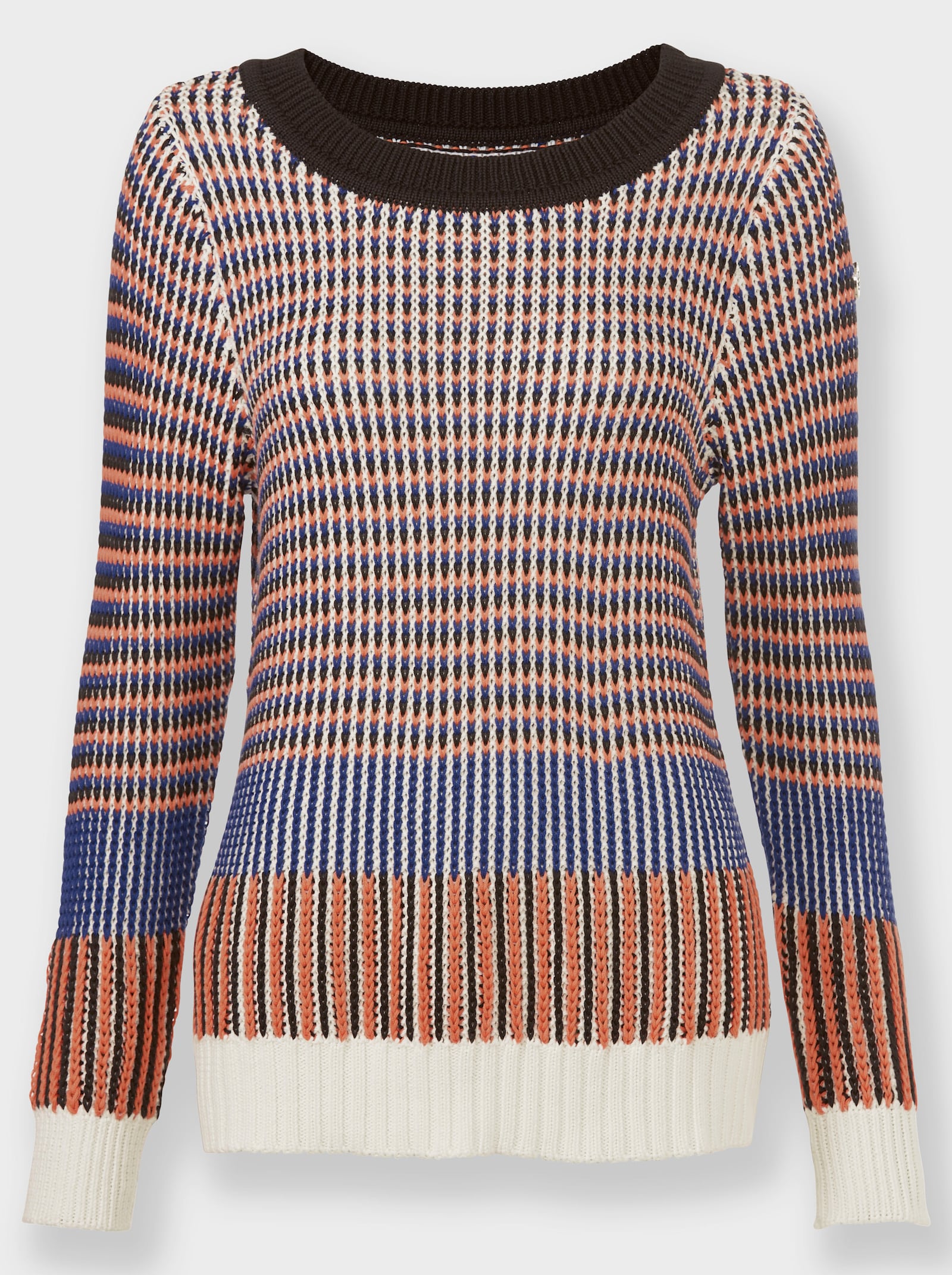 Pullover in meerkleurig jacquarddessin - ecru/zwart gedessineerd