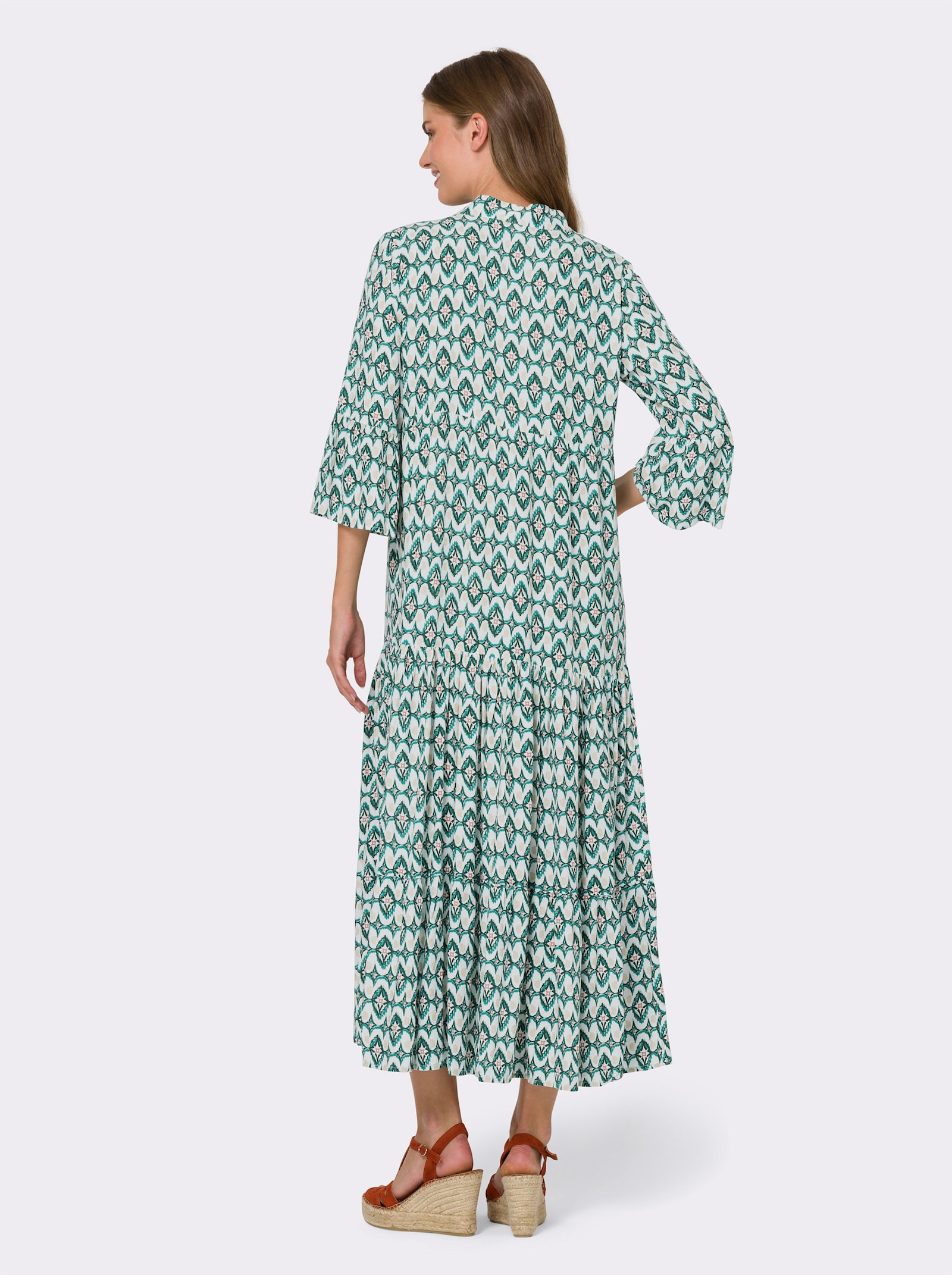 heine Maxikleid aus Viskose - smaragd-apricot-bedruckt