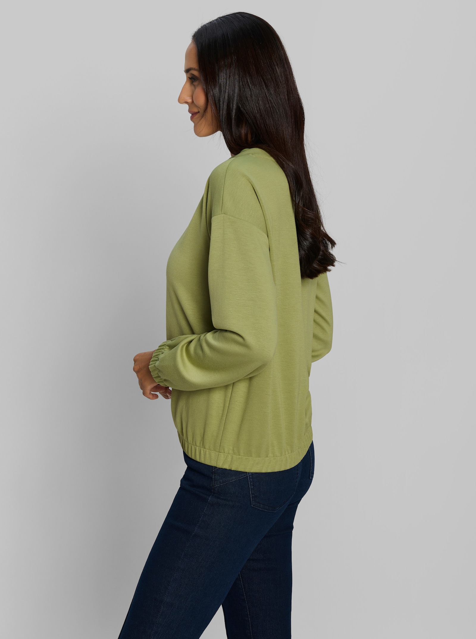 heine Sweatshirt mit Raffungen am Ausschnitt - schilf