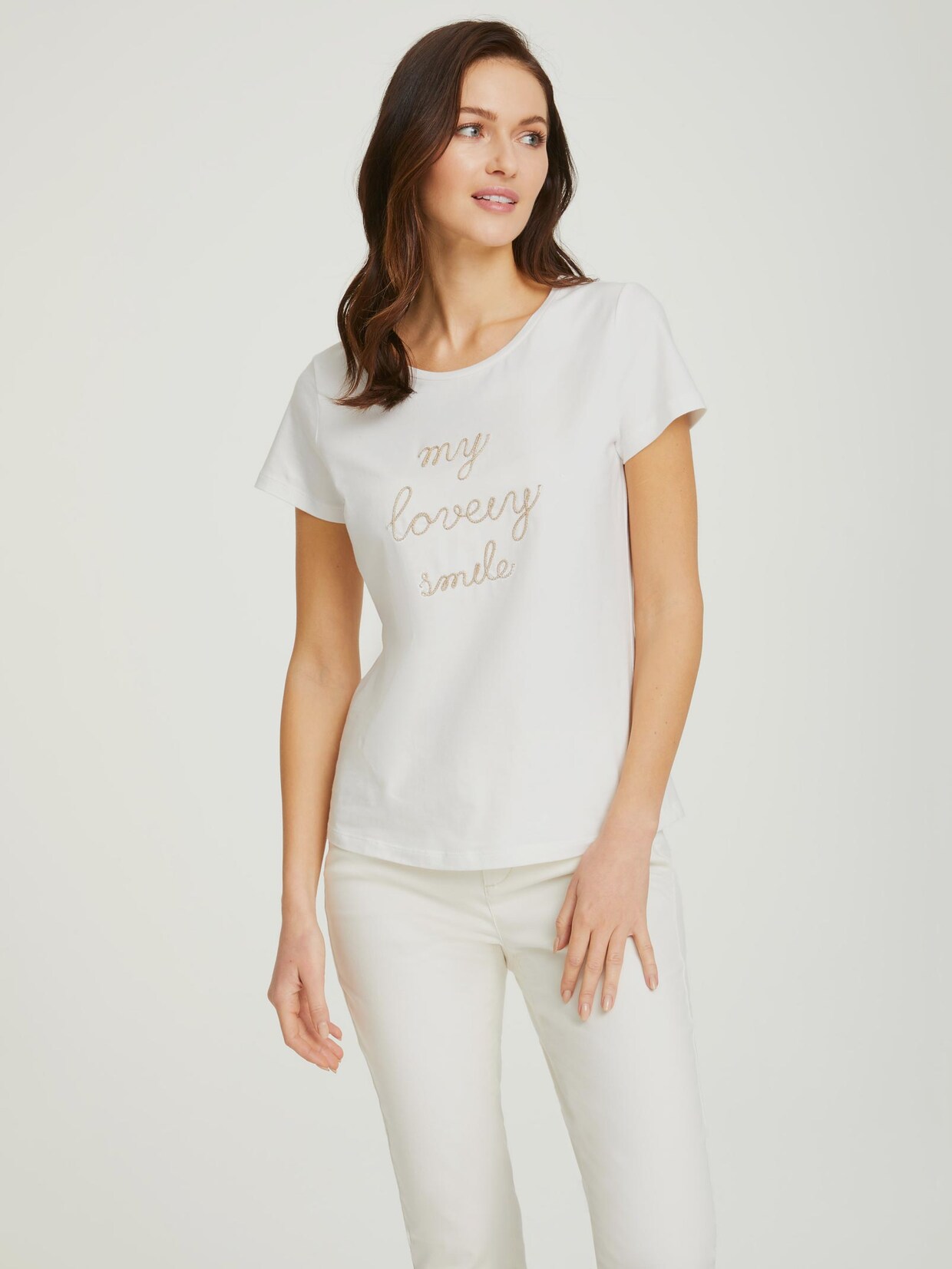 Linea Tesini Rundhals-Shirts - ecru