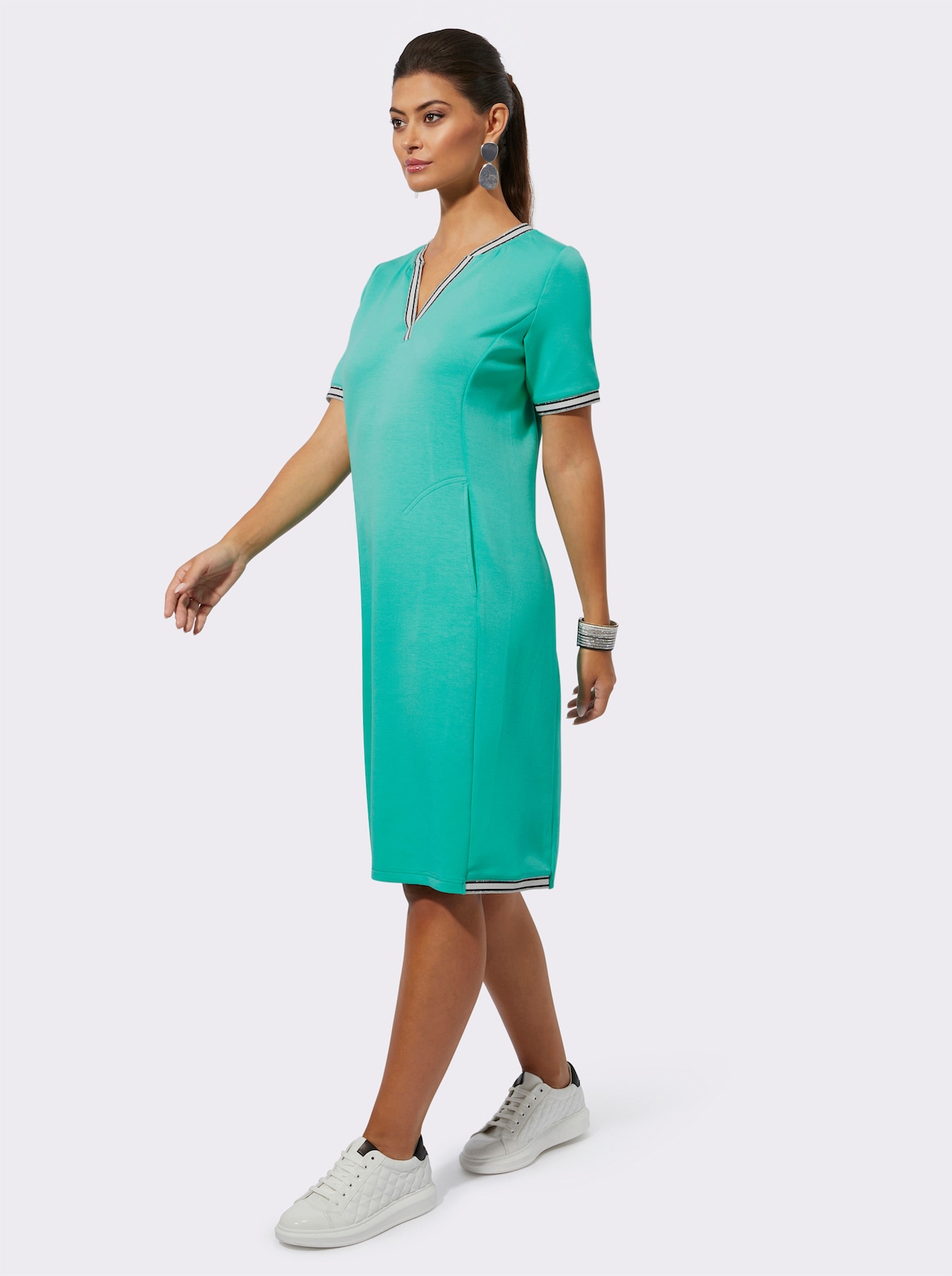 Jerseykleid - blaugrün