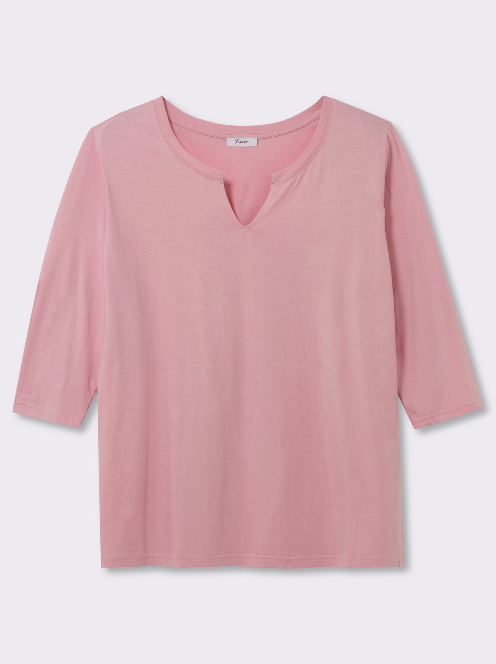 sheego 3/4-Arm-Shirt mit geschlitztem Ausschnitt - hortensie
