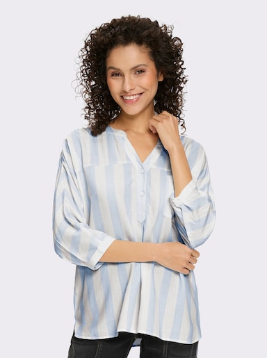 heine Gestreifte Bluse - ecru-himmelblau-gestreift