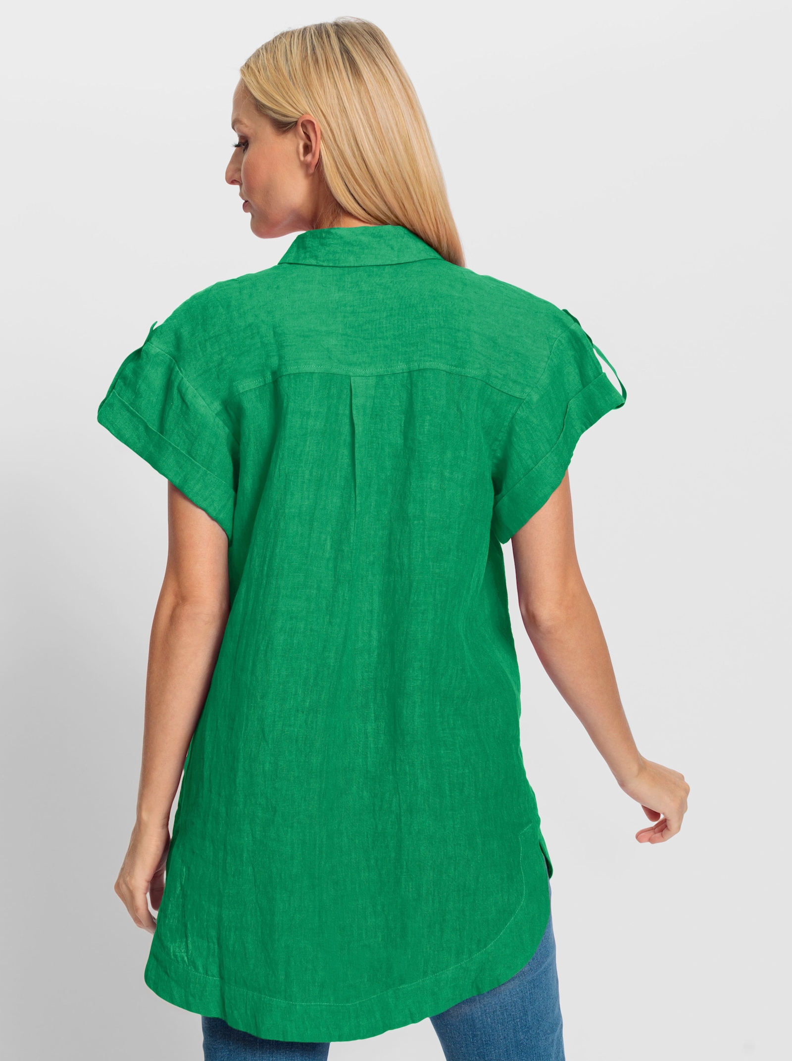 heine Leinenbluse mit Seitenschlitzen - grasgrün