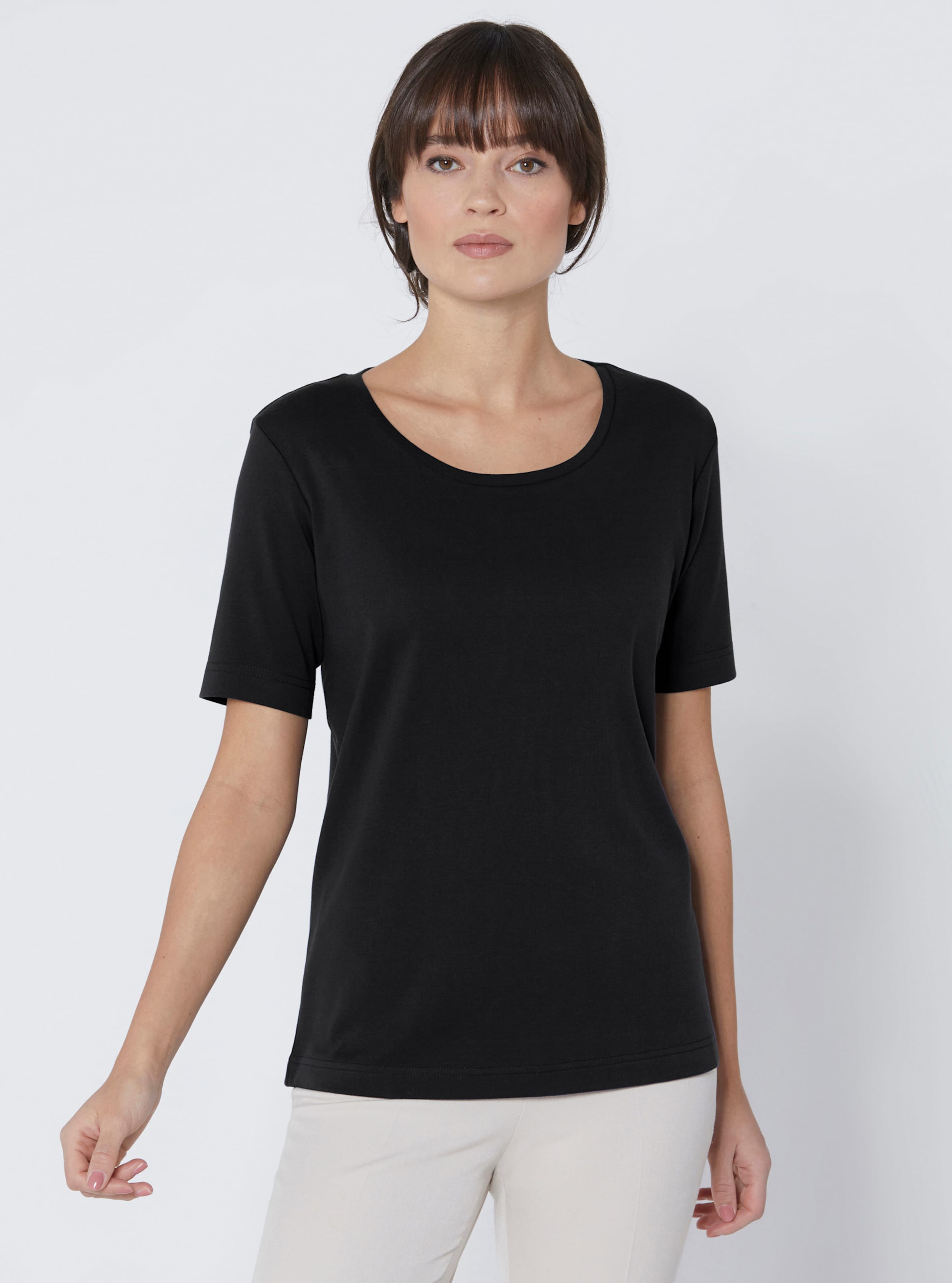 Witt Damen Baumwoll-Shirt, schwarz