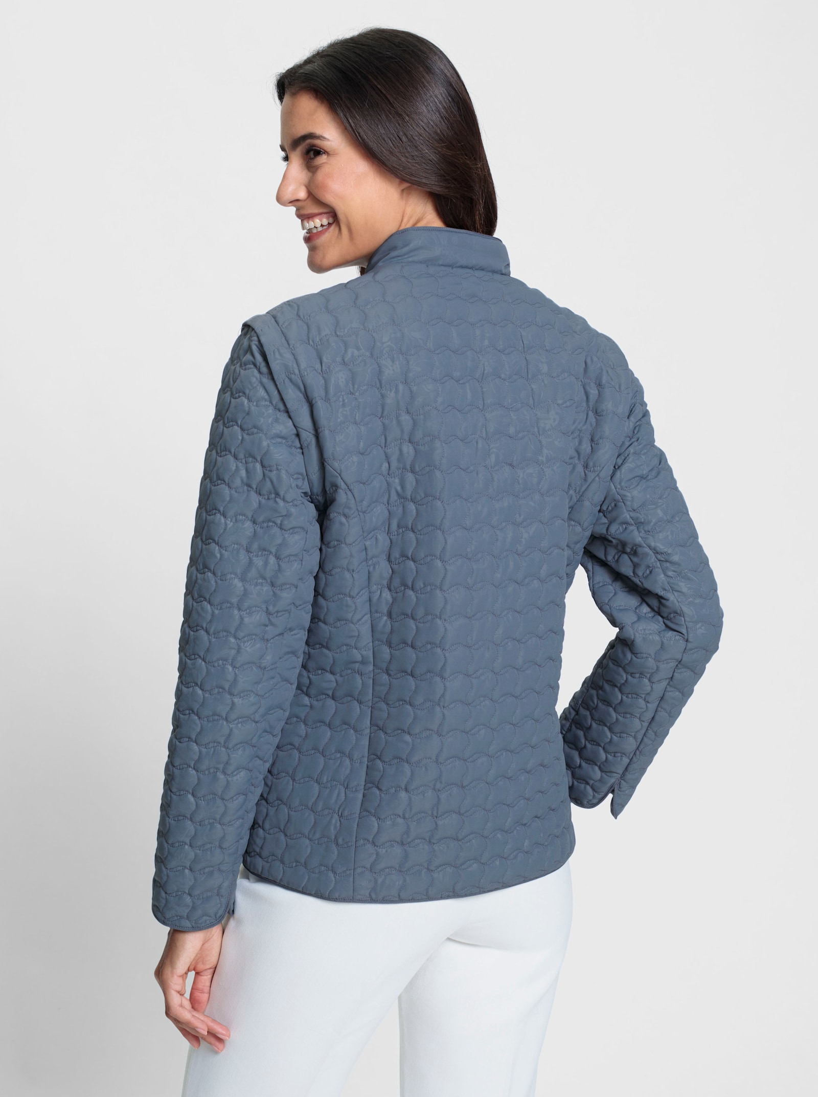2-in-1-Jacke gesteppt - rauchblau-bedruckt