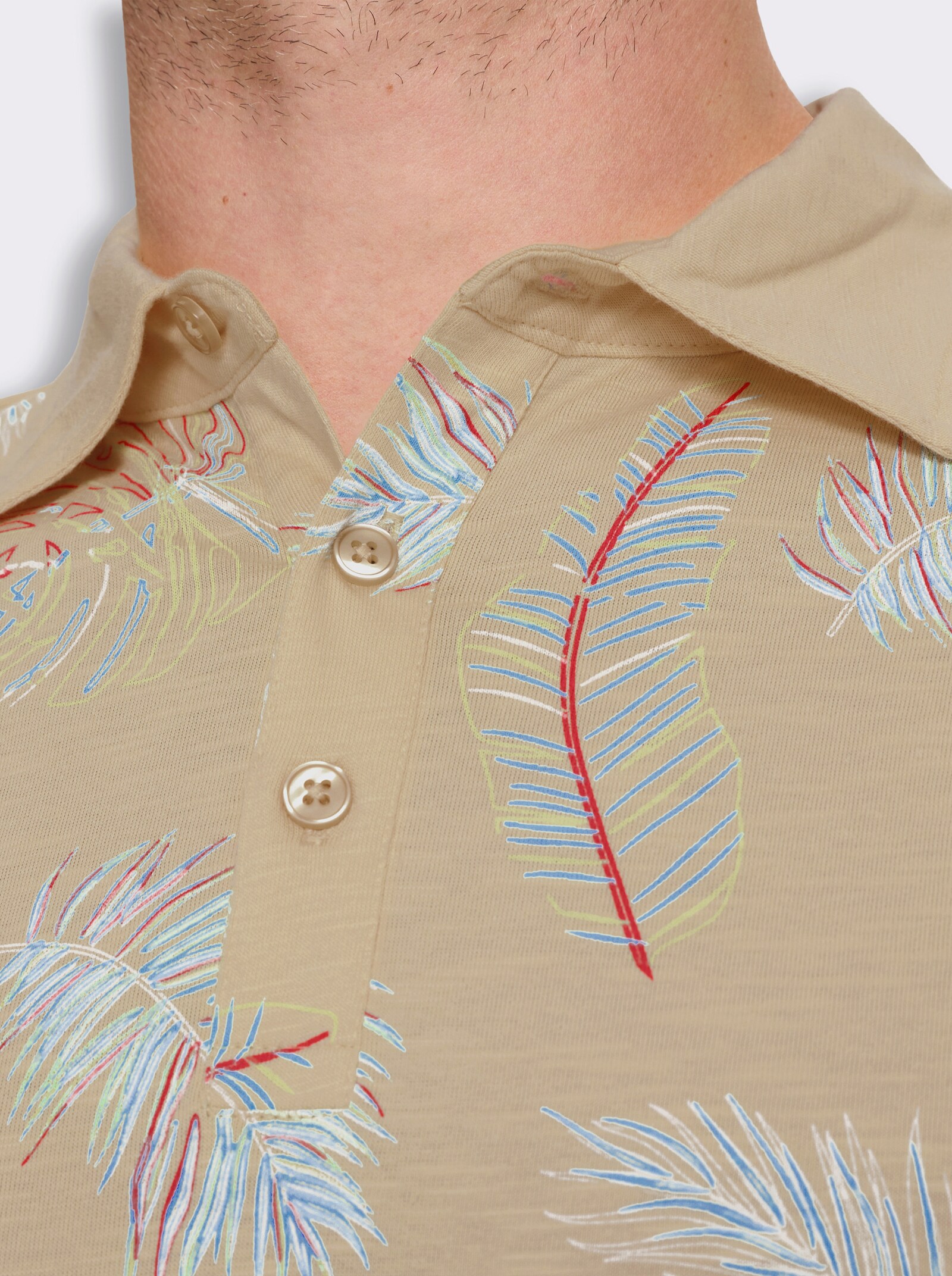 Marco Donati Langarmshirt aus Flammgarn - beige-bedruckt