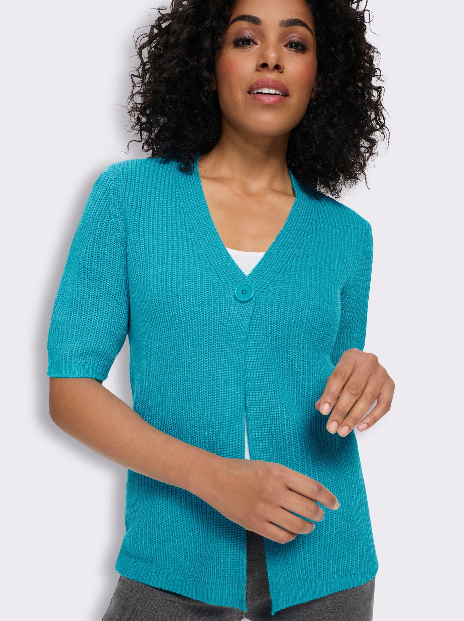 Cardigan mit V-Ausschnitt - türkis