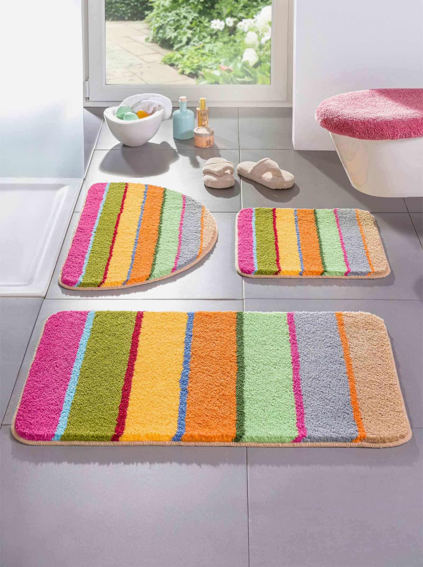 Kleine Wolke Badematte - grün-bunt