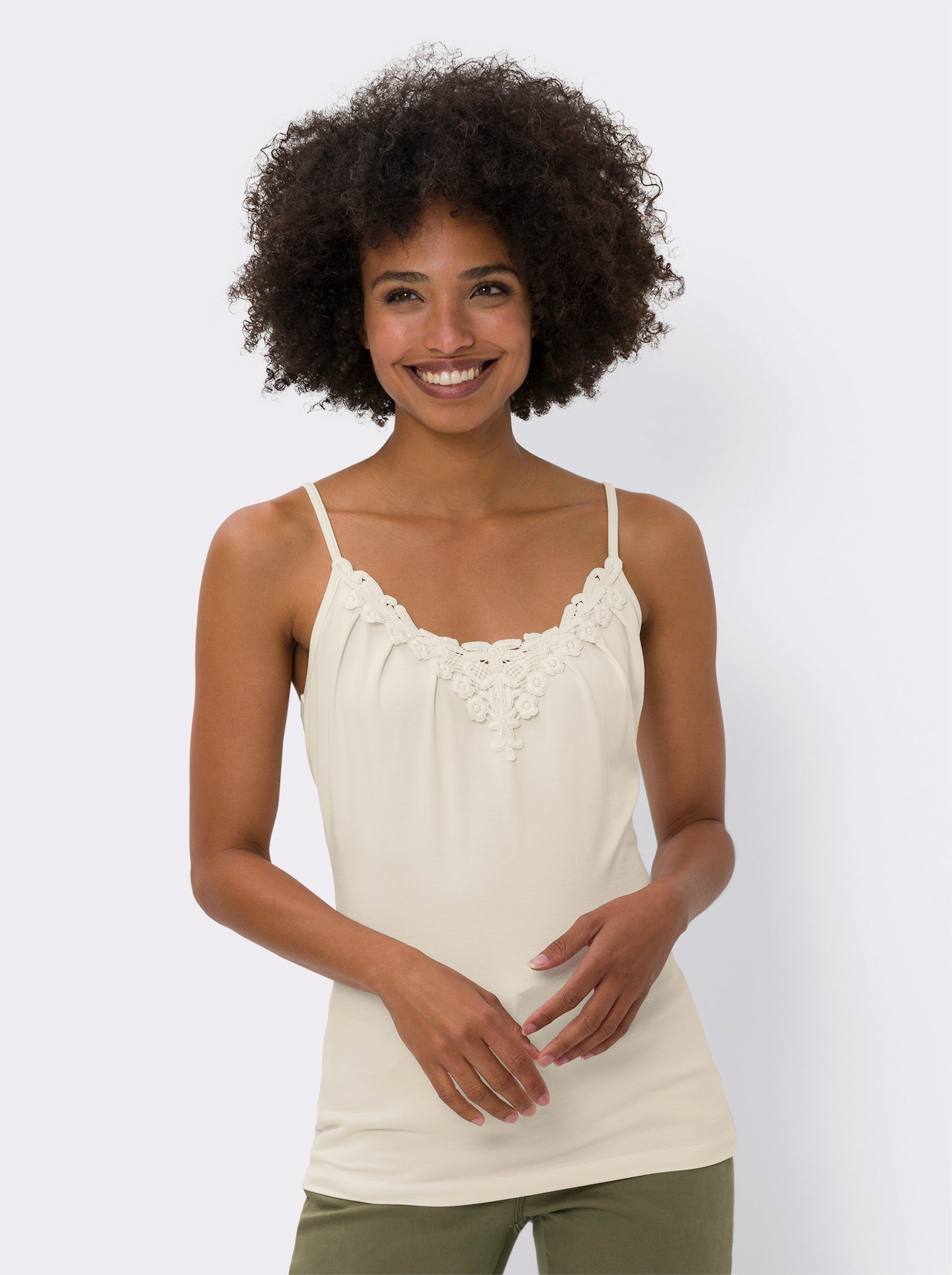 heine Spitzentop mit verstellbaren Trägern - champagner