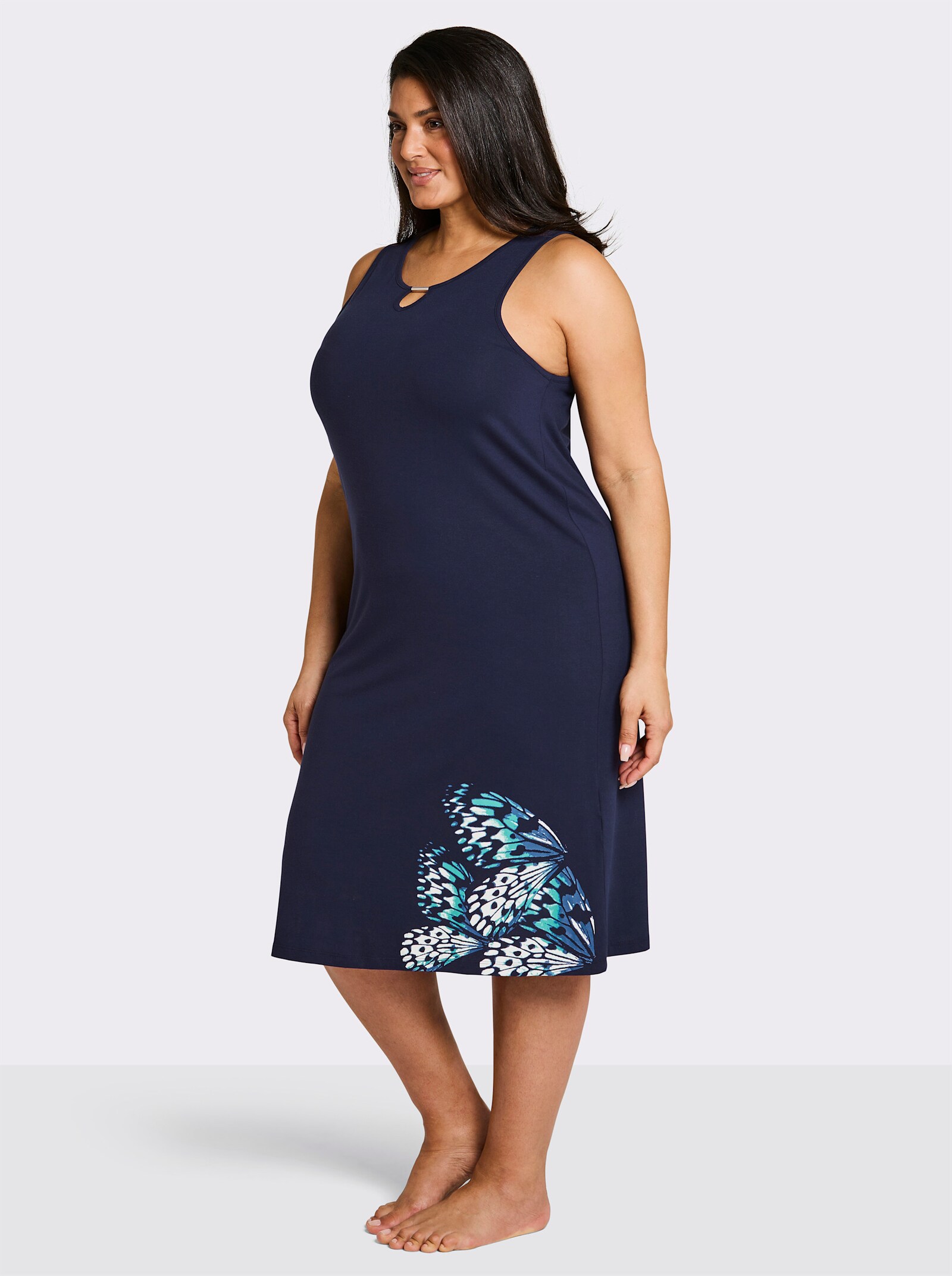 feel good Sommerkleid mit Deko-Spange - marine-royalblau