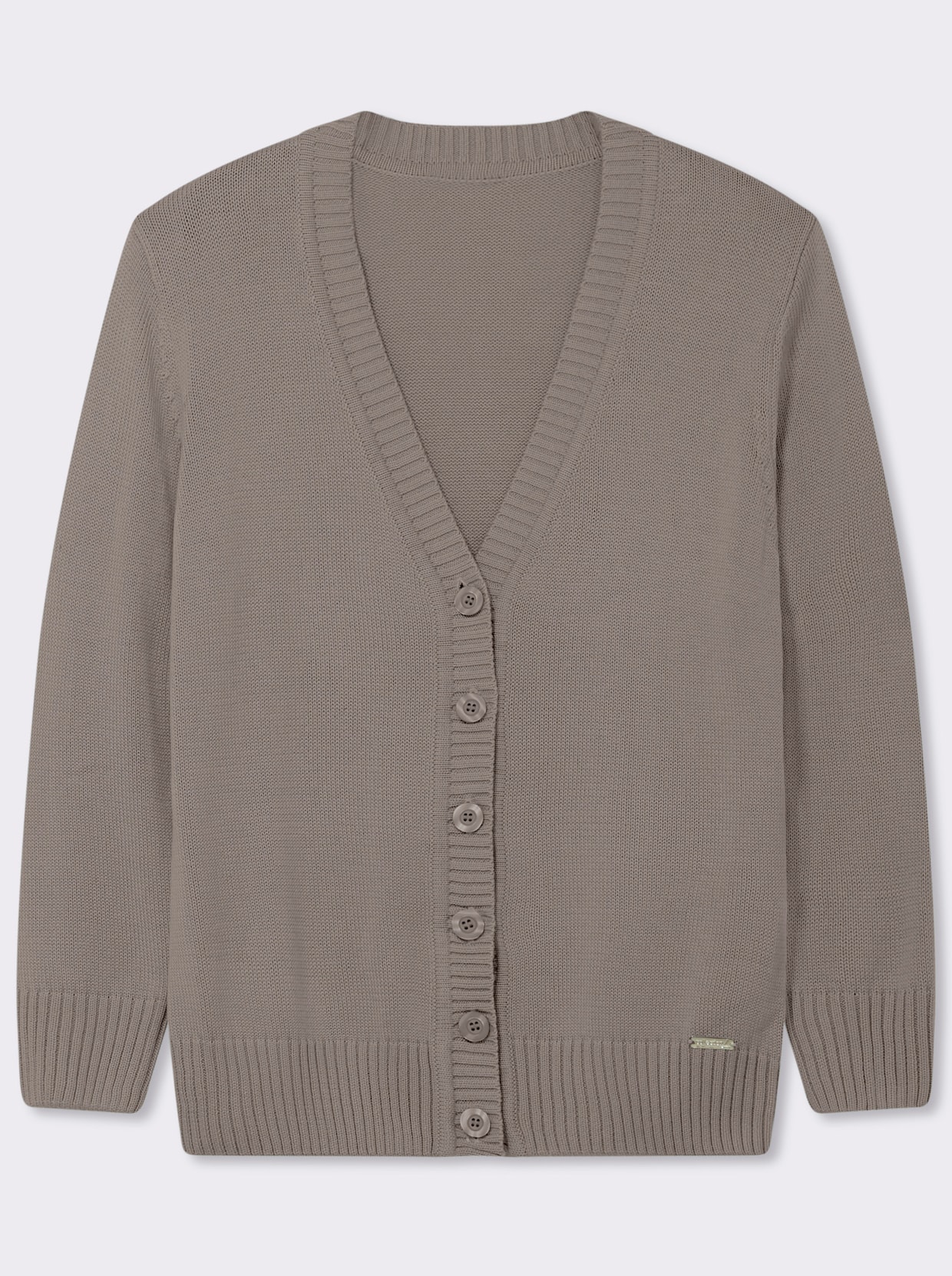 Strickjacke mit farblich abgestimmten Knöpfen - taupe-meliert