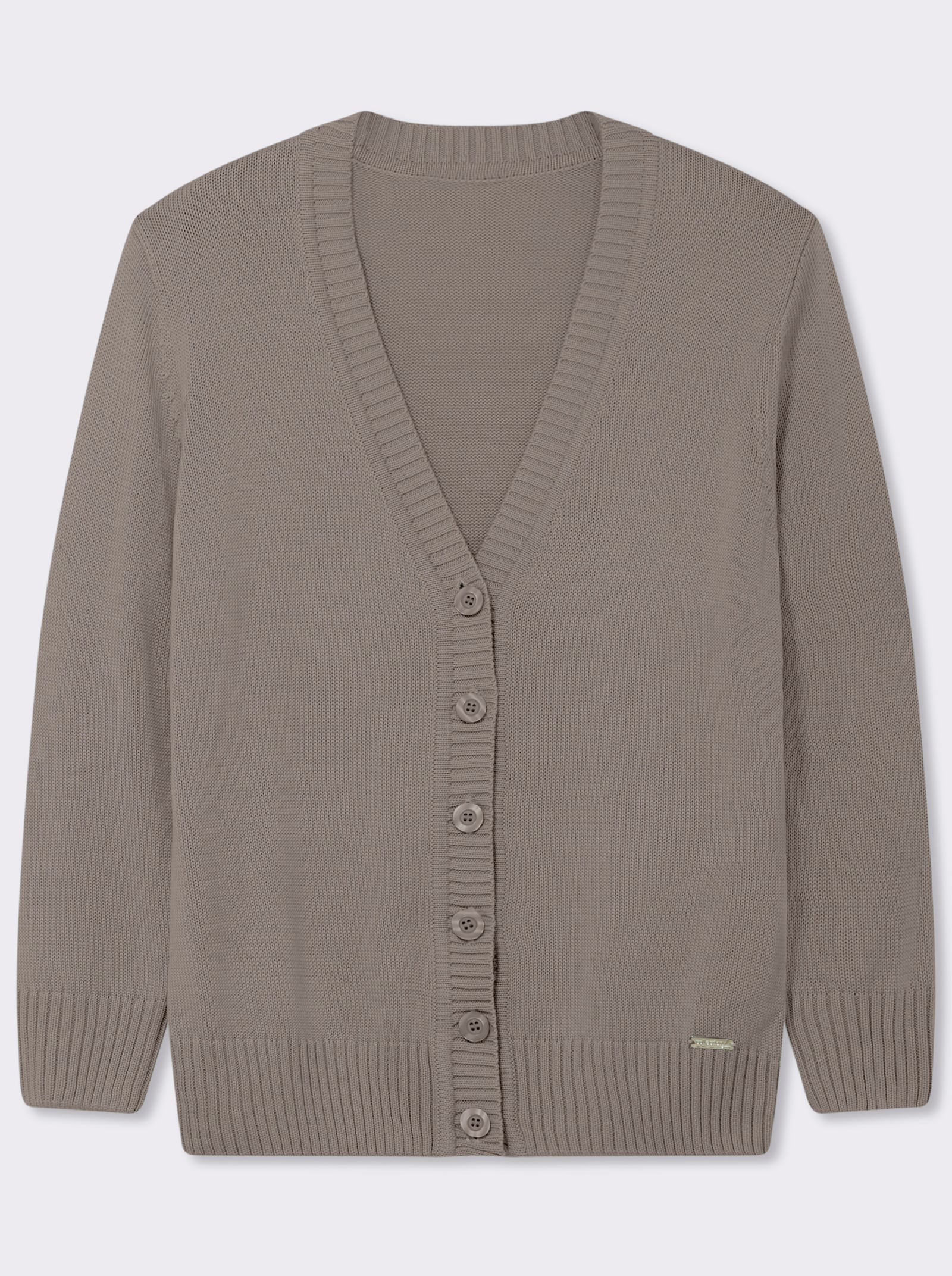 Strickjacke mit farblich abgestimmten Knöpfen - taupe-meliert