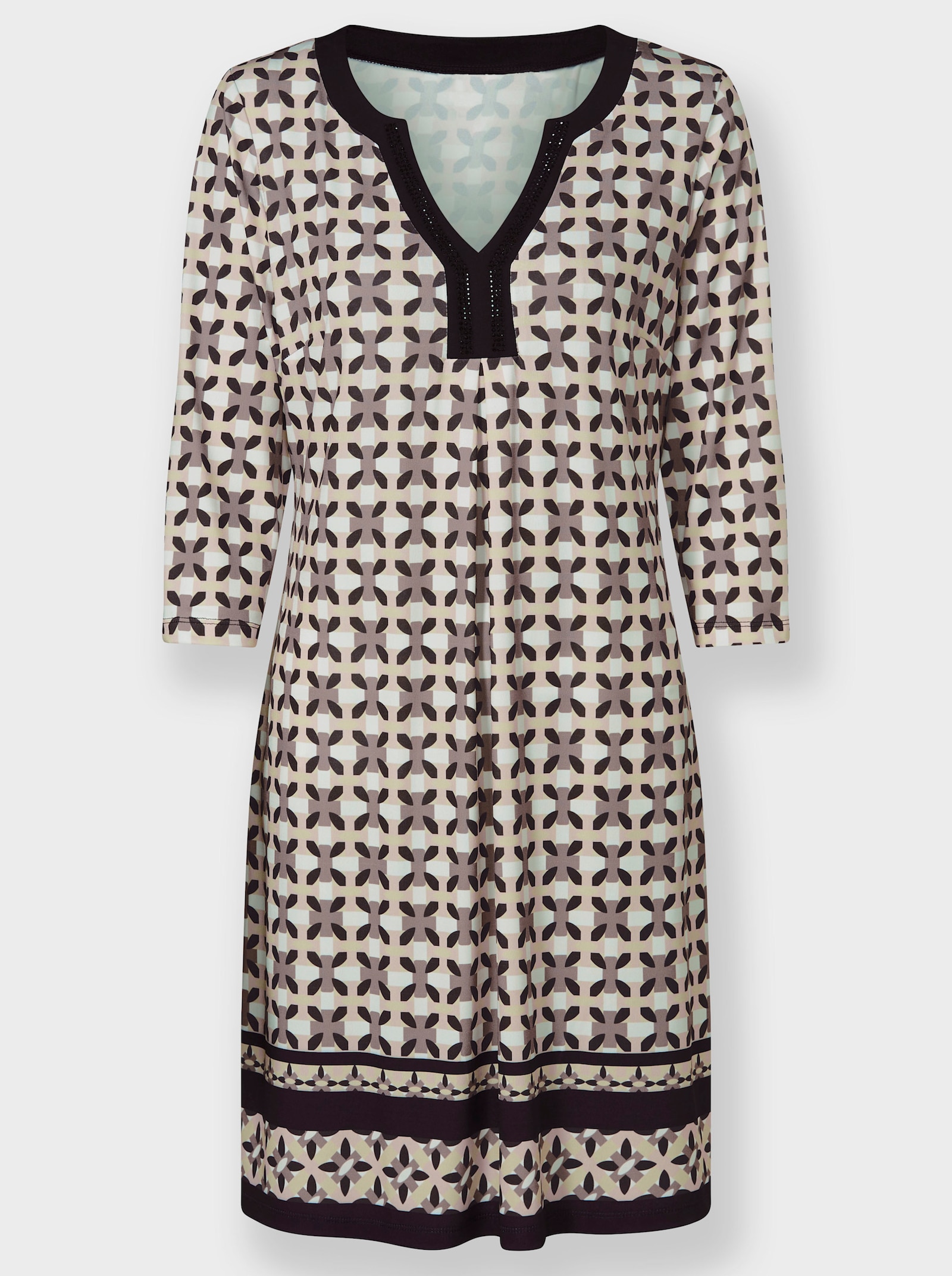 heine Jurk met print en glittersteentjes - ecru/grafiet bedrukt