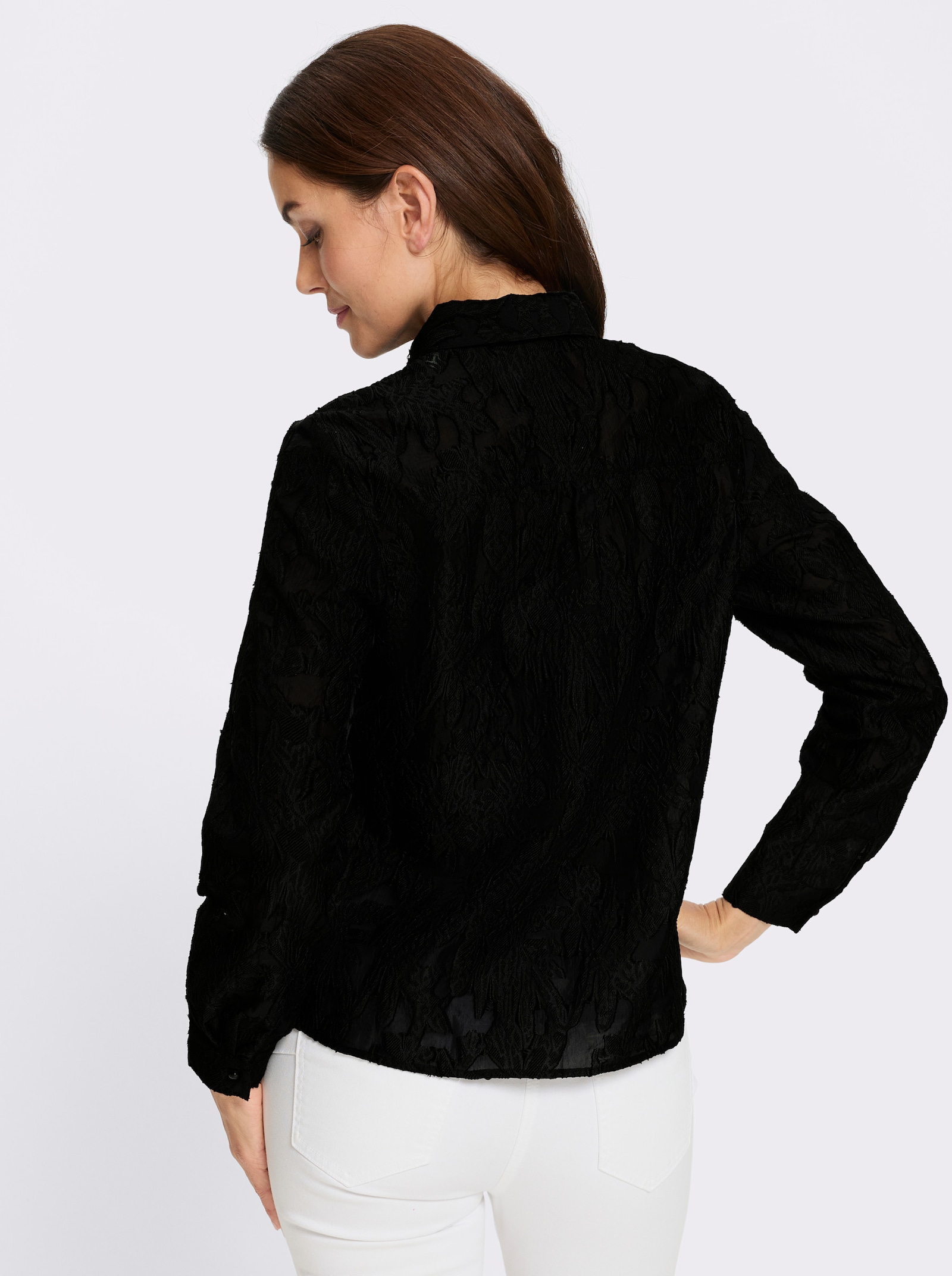 heine Hemdbluse in Ausbrenner-Optik - schwarz