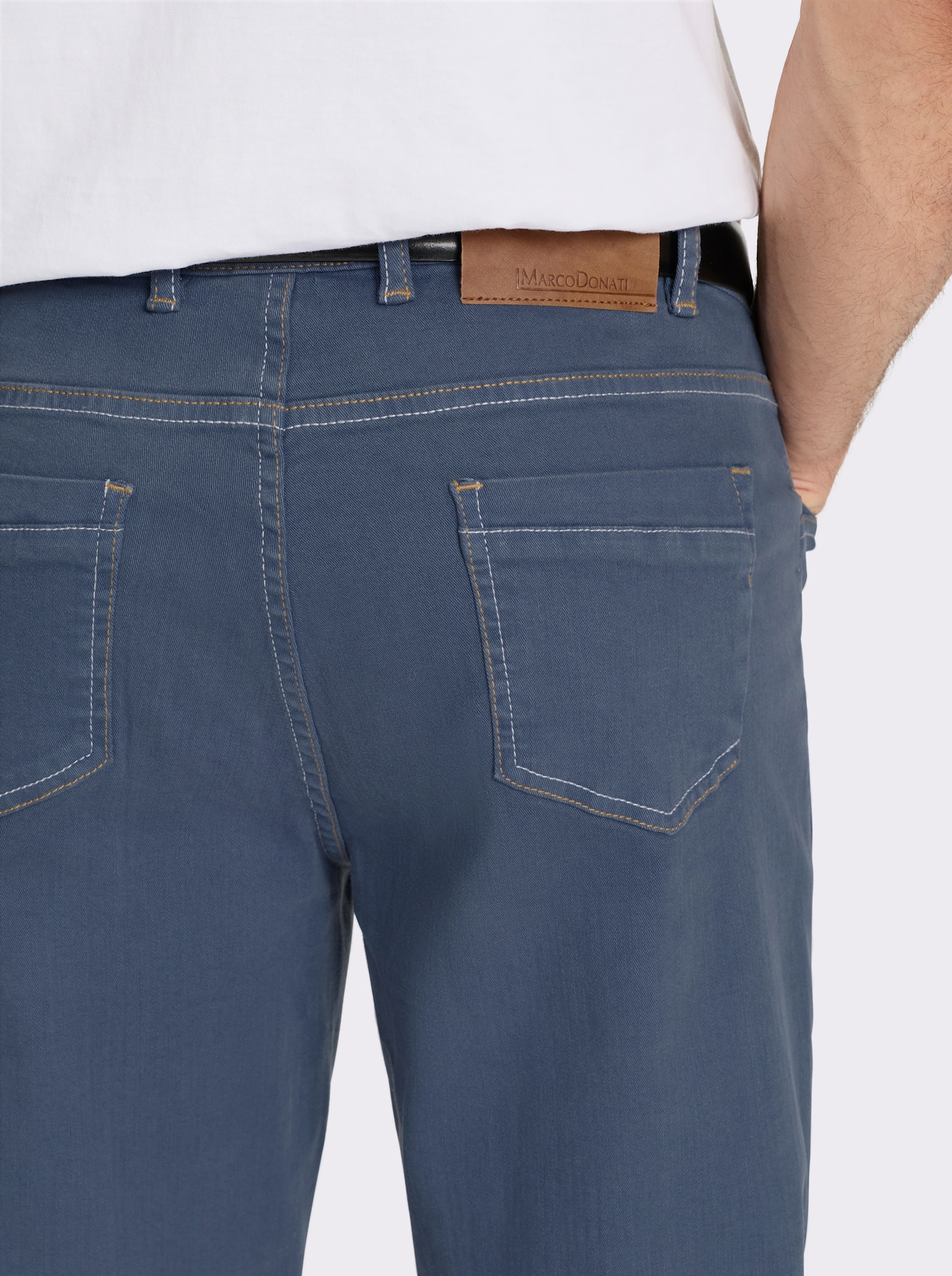 Marco Donati 5-pocketjeans van katoenstretch - duivenblauw