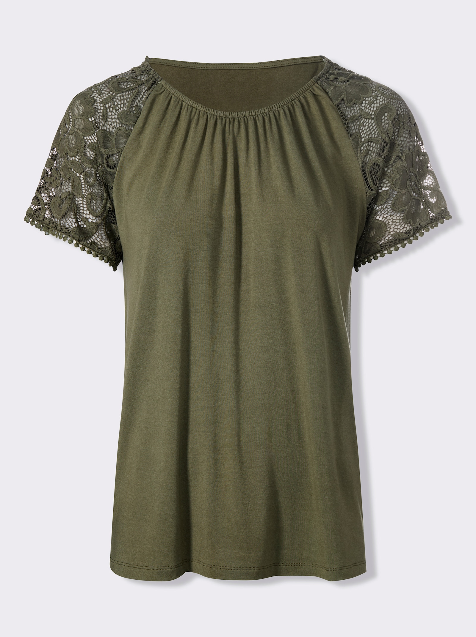 heine Kurzarmshirt mit Spitzen-Ärmeln - khaki