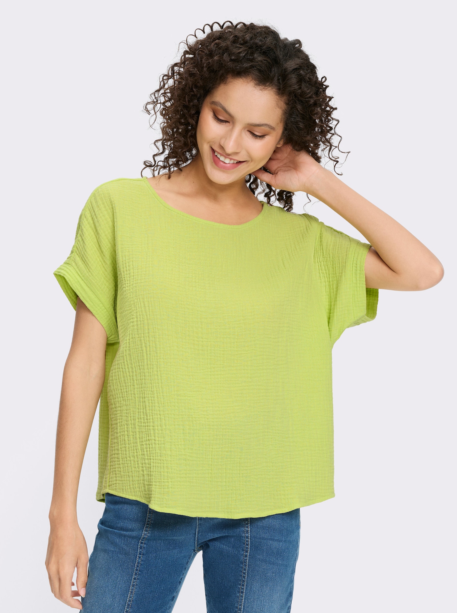 heine Baumwollbluse aus Musselin - pistazie