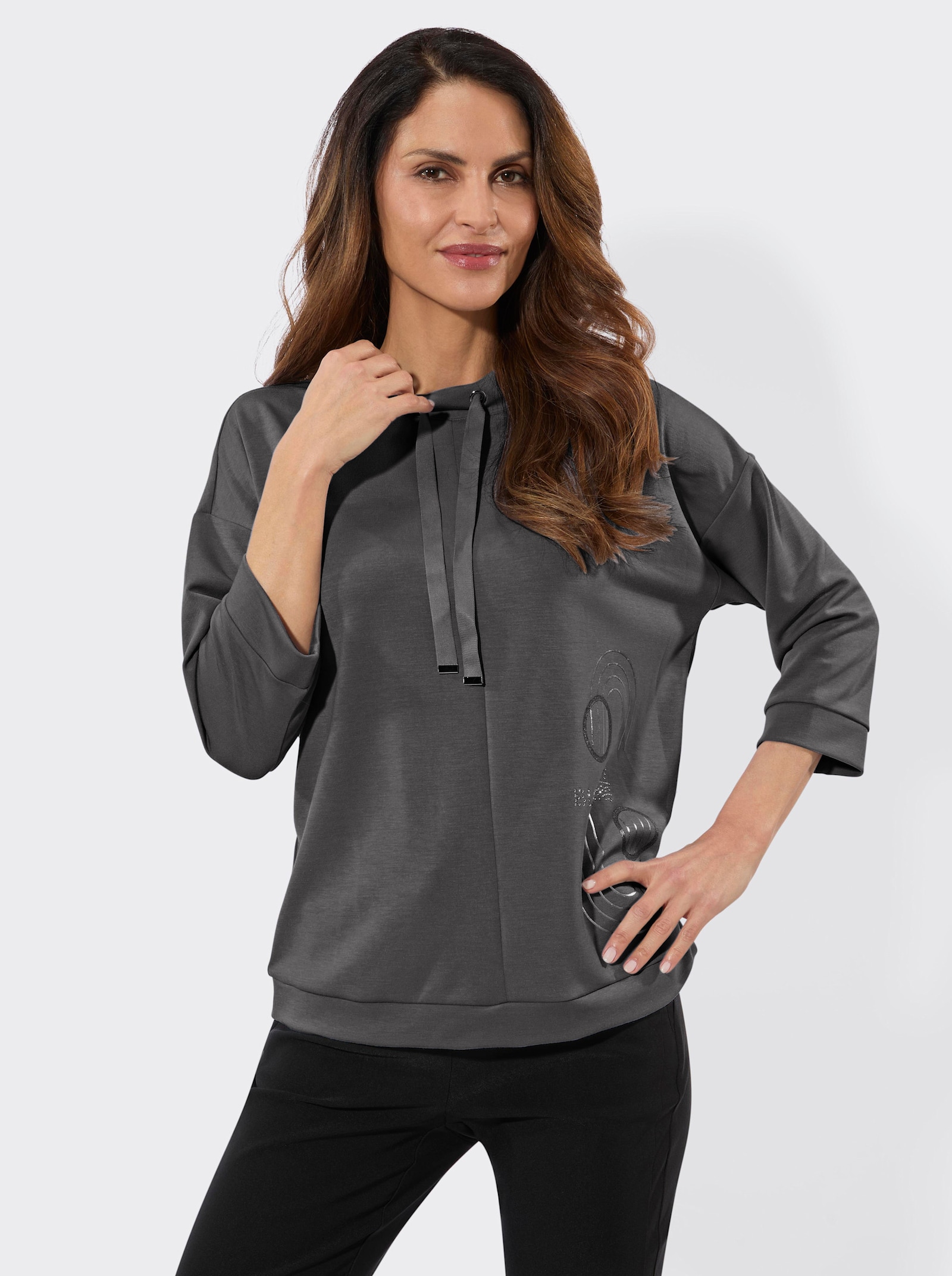 Sweatshirt mit glänzendem Druck - graphit