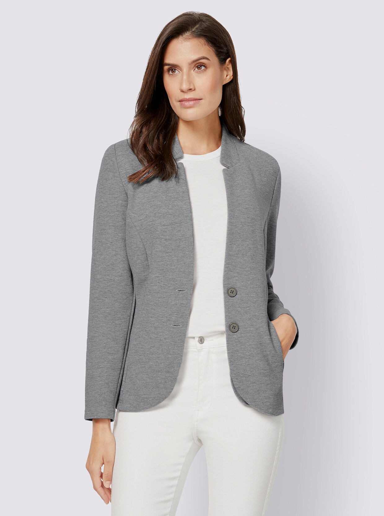 Jersey blazer - lichtgrijs gemêleerd