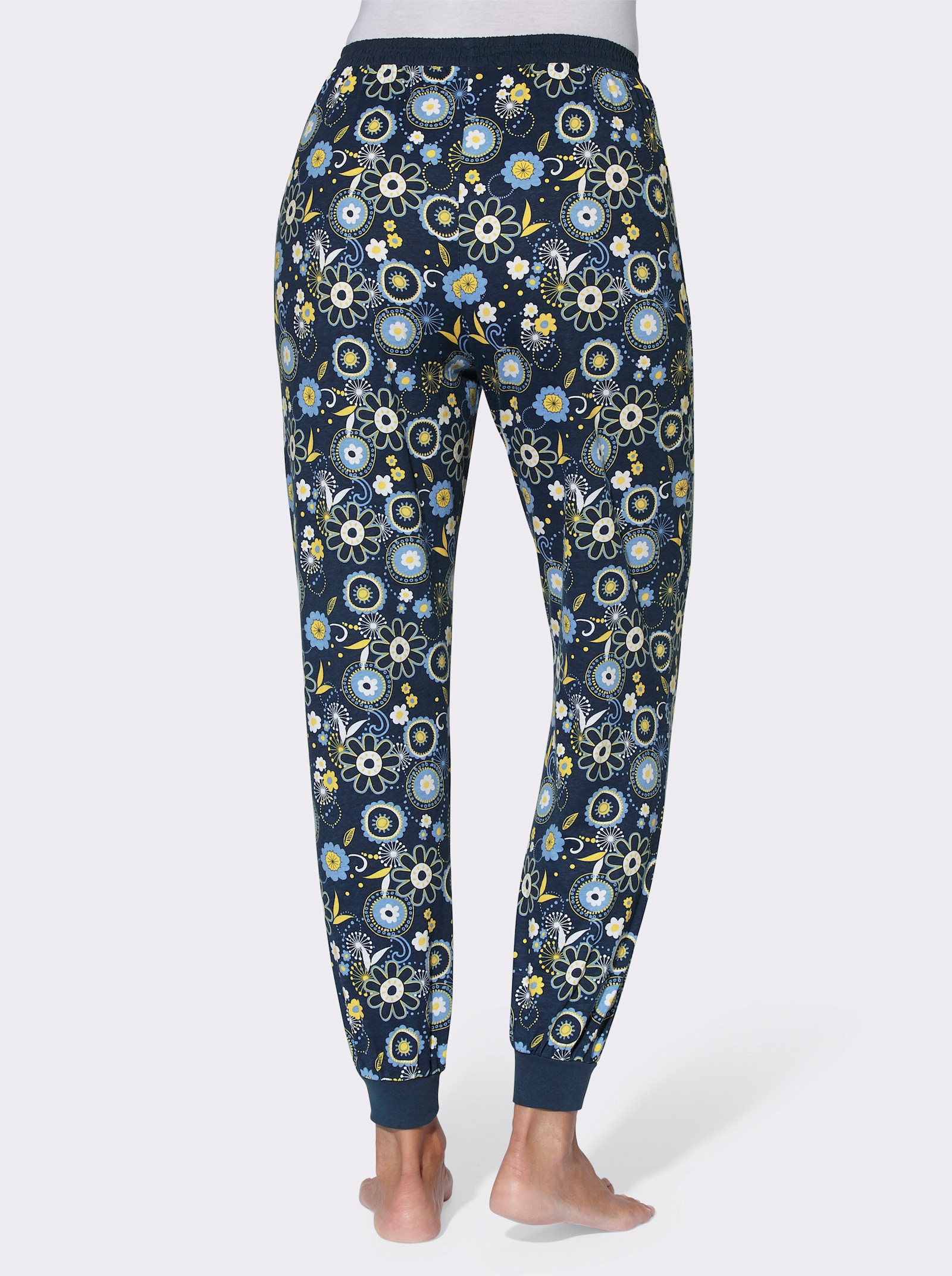 Pyjamabroek met ribboordjes - donkerblauw geprint