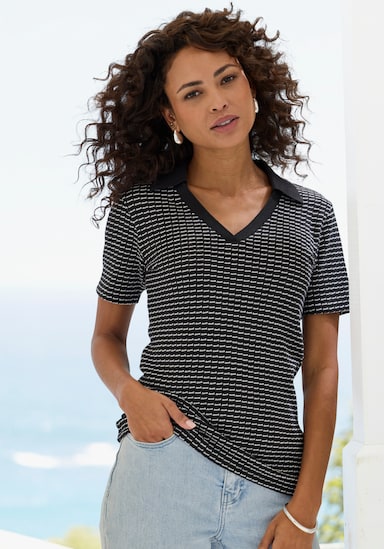 Vivance Poloshirt - schwarz-creme