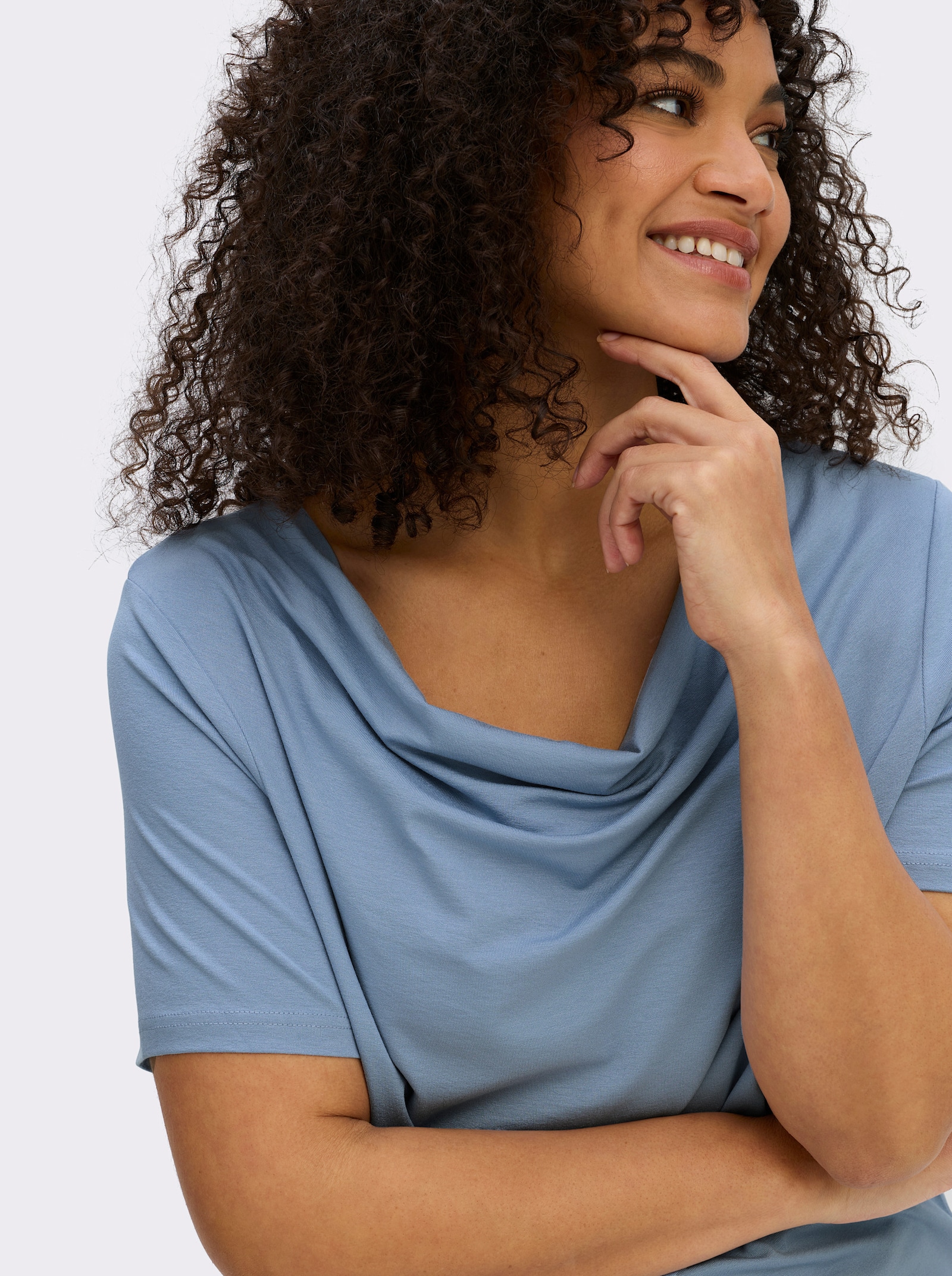 Wasserfallshirt mit kurzen Ärmeln - bleu