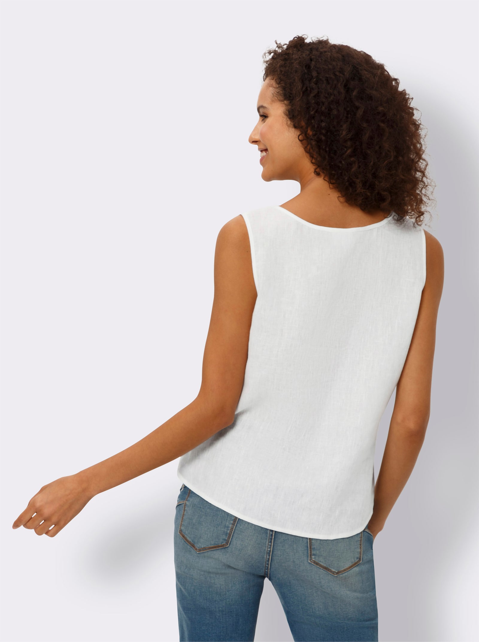 heine Blusentop aus reinem Leinen - weiß