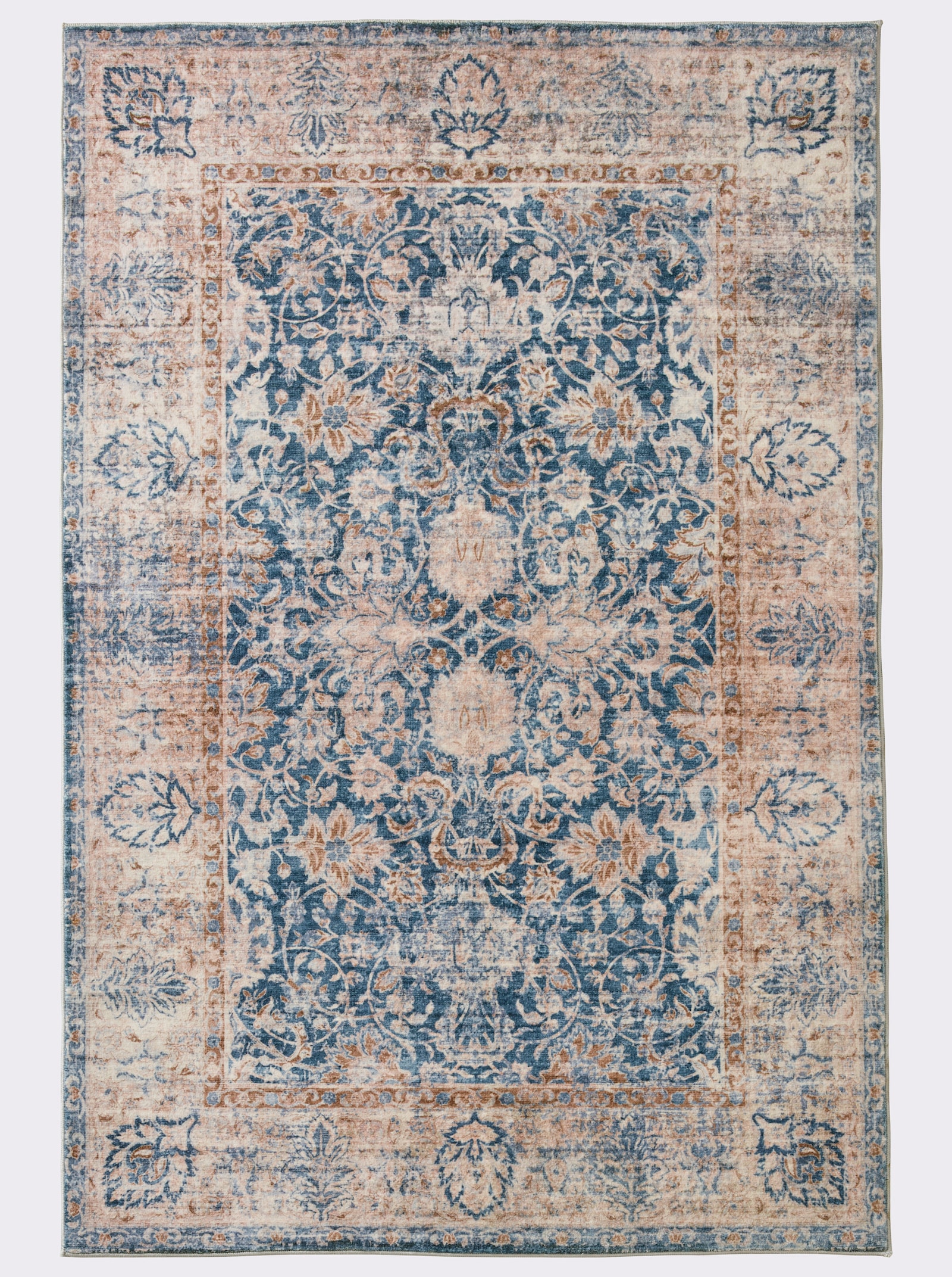 wash+dry by Kleen-Tex Teppich - ecru-mittelblau-bedruckt