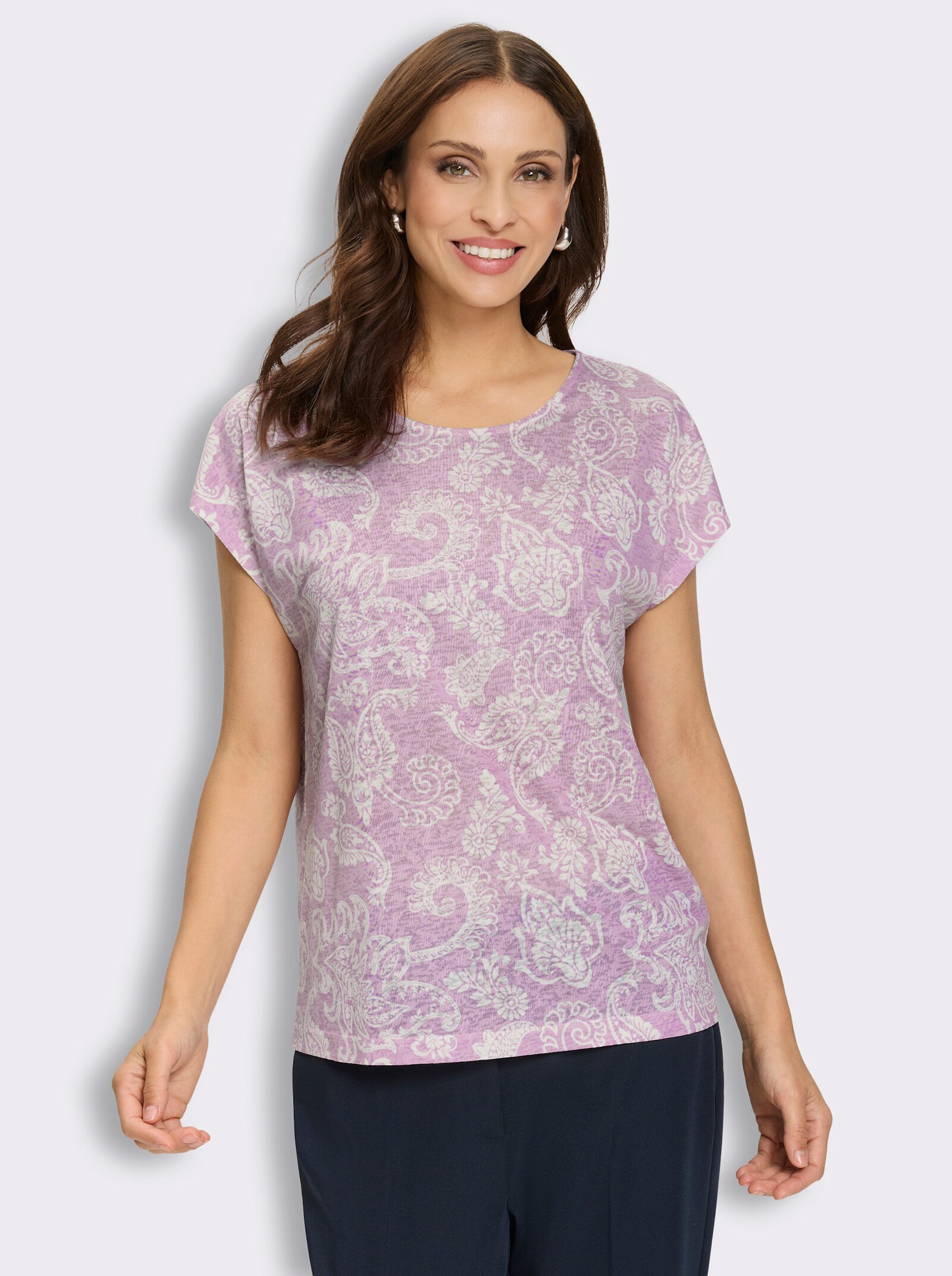 Rundhalsshirt in Ausbrenner-Qualität - rosé
