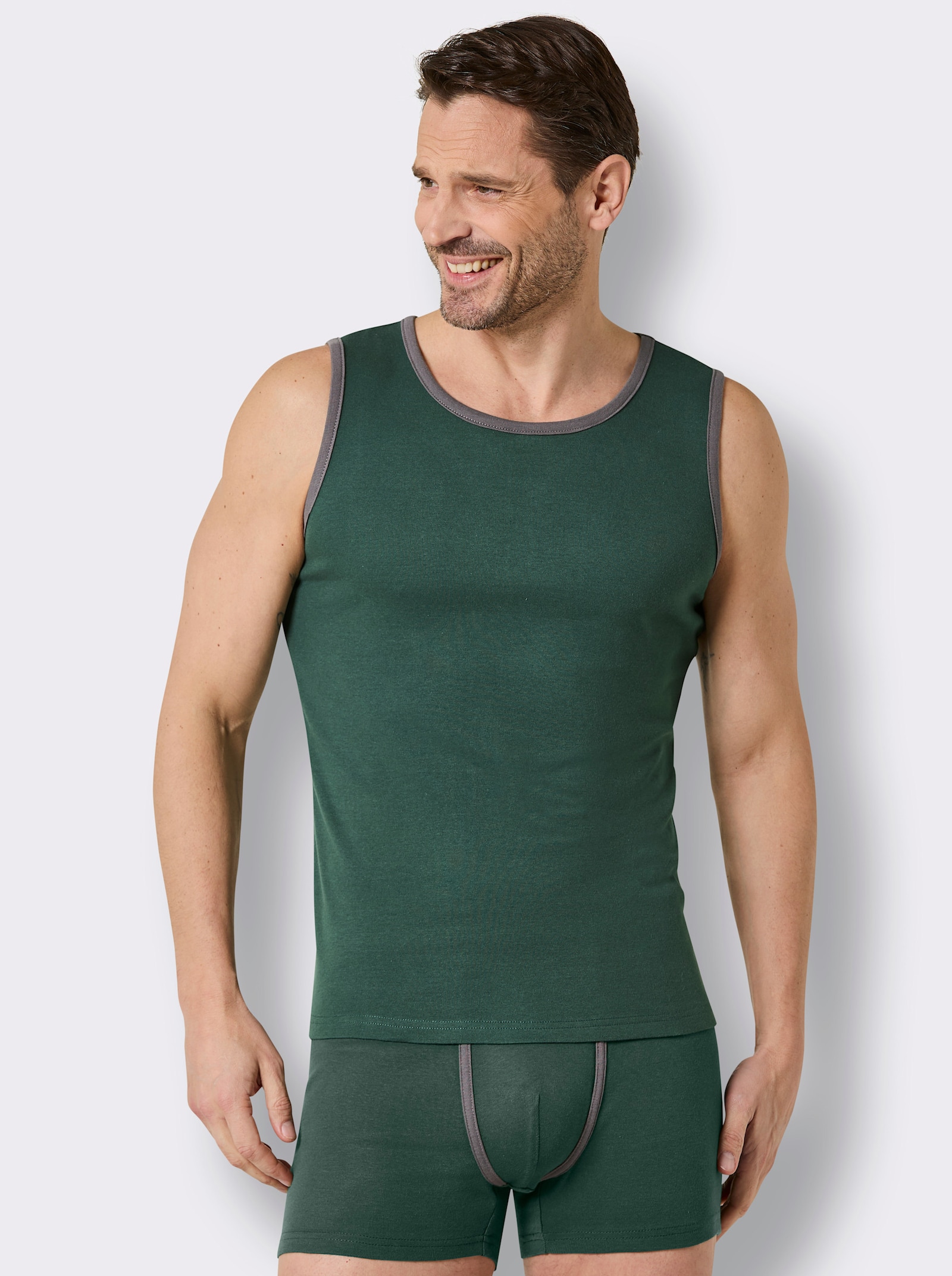 wäschepur men Unterhemd - anthrazit + moos