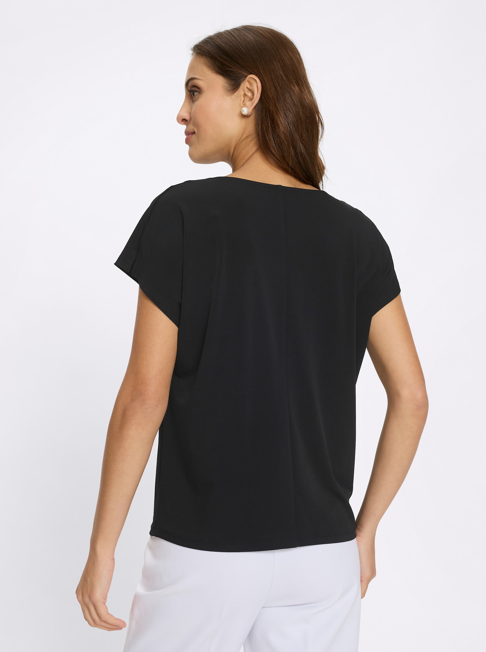 Shirt met cascadehals en oversized schouders - zwart