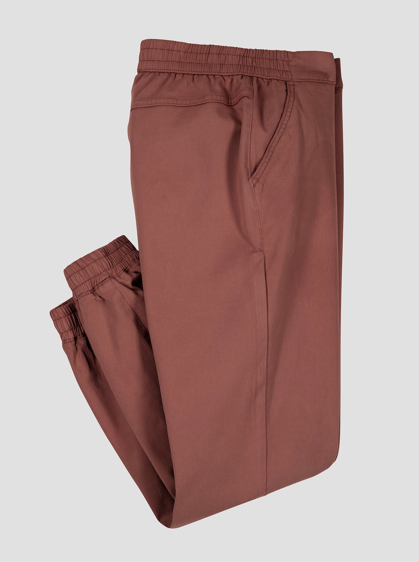 Hose mit elastischen Beinabschlüssen - rotbraun