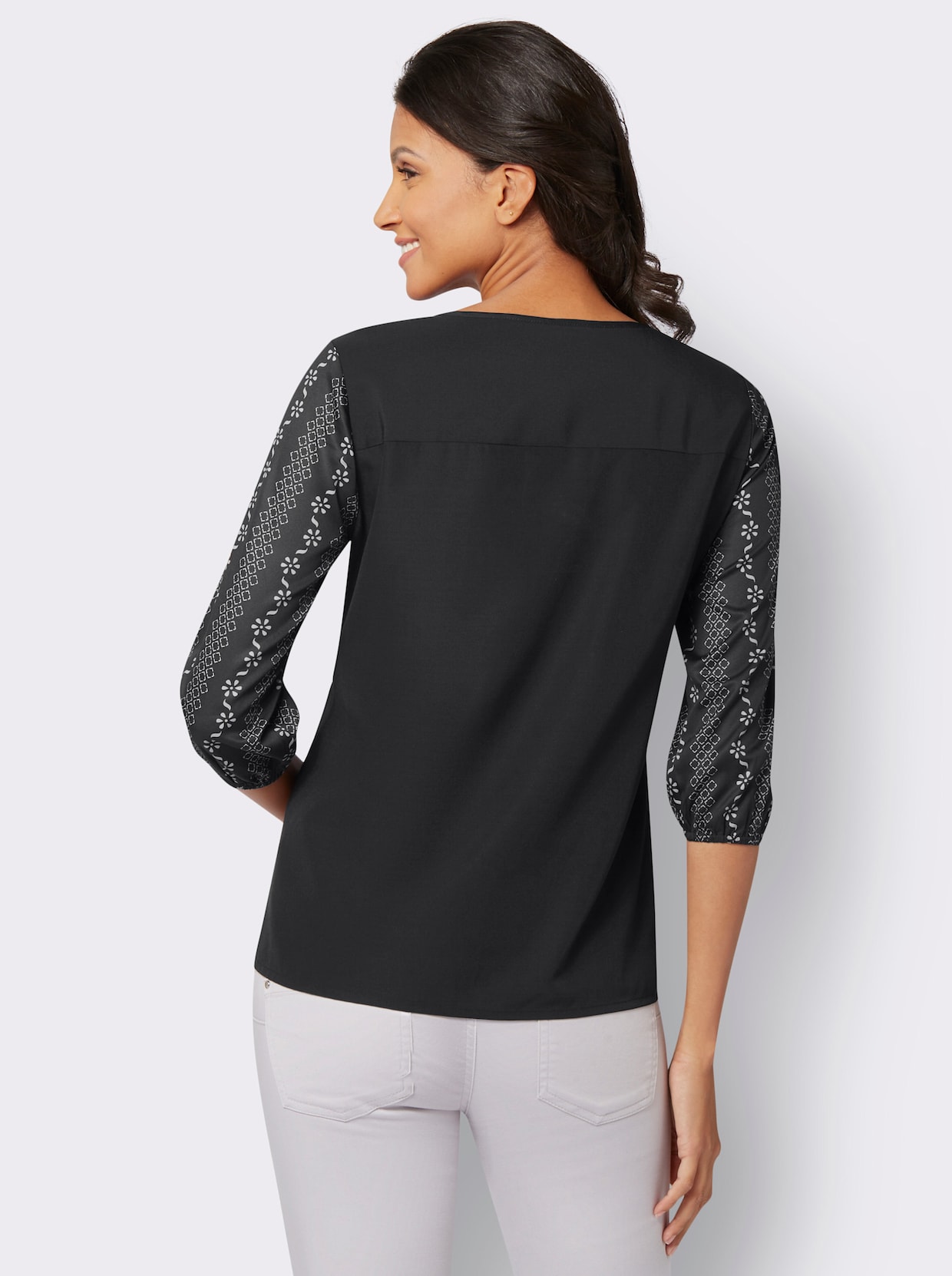 Comfortabele blouse - zwart/steengrijs