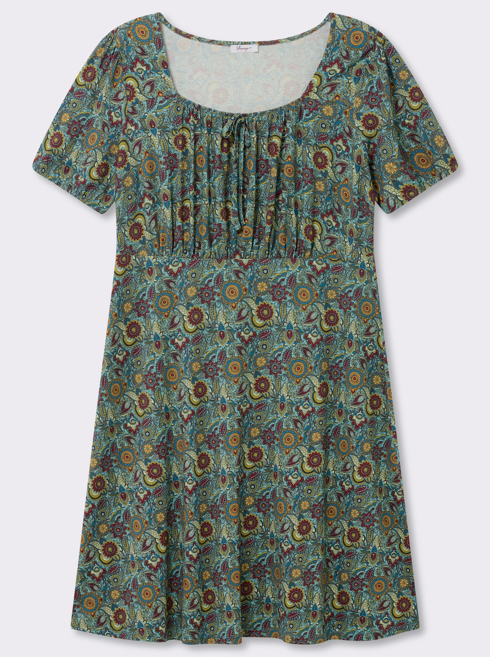 sheego Jerseyjurk met bloemenprint - oceaan/diepblauw bedrukt