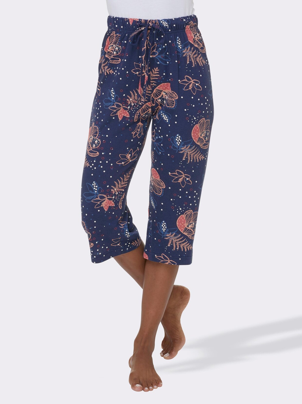wäschepur Capri-Hose - marine-bedruckt