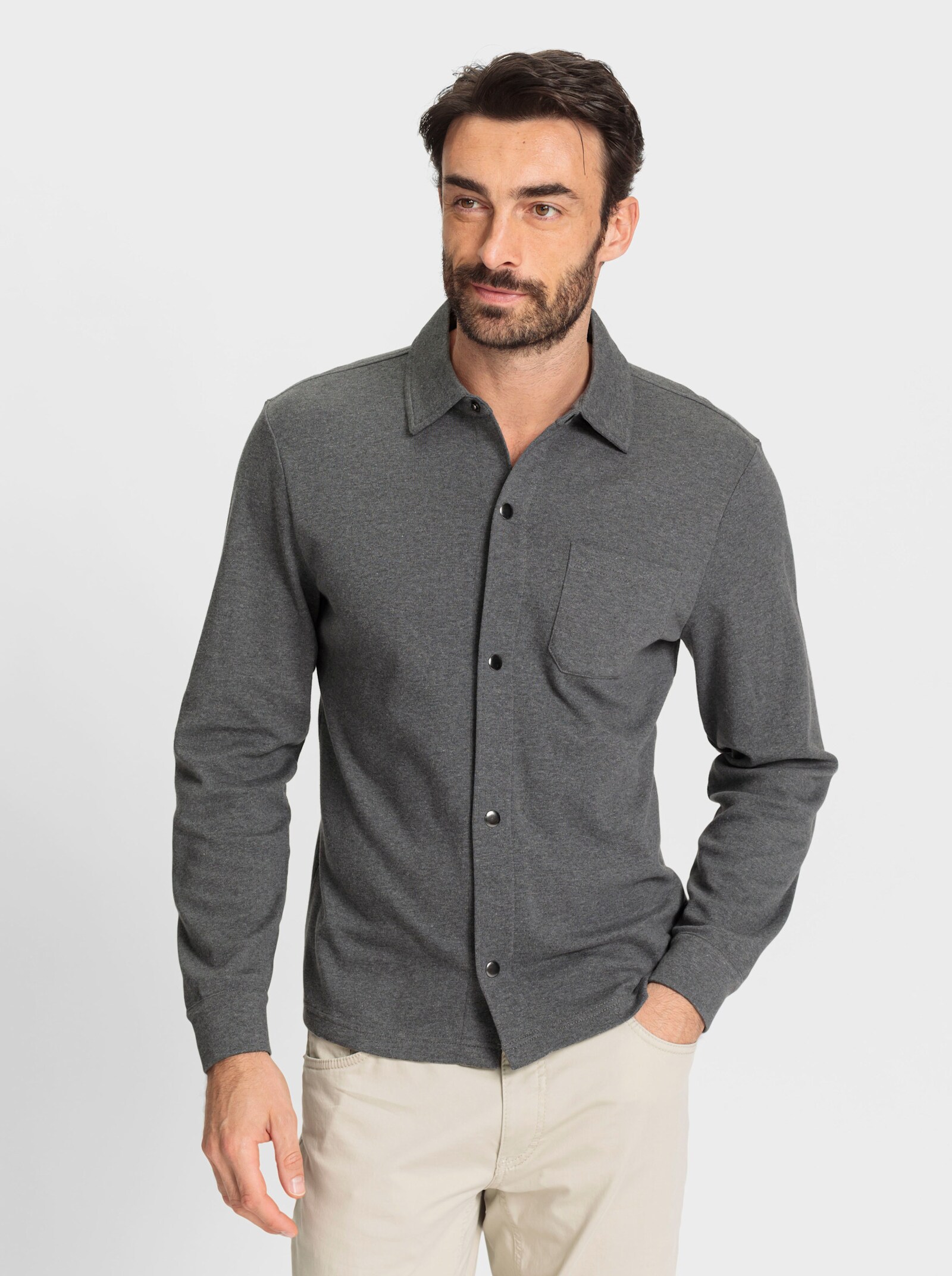 Catamaran Sweatjacke mit Druckknopfleiste - anthrazit-meliert