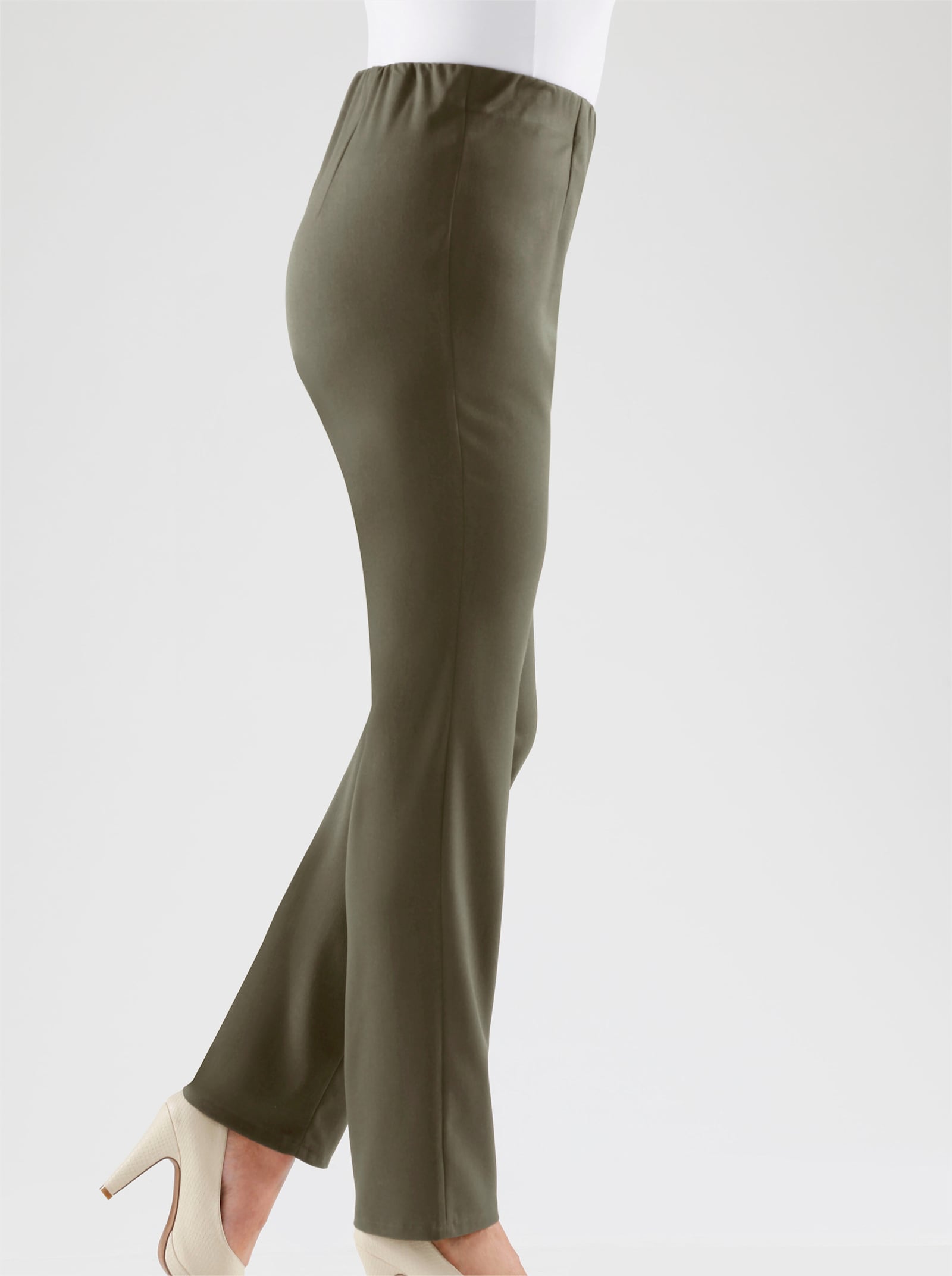 Stretchbroek met comfortband aan de binnenzijde - kaki