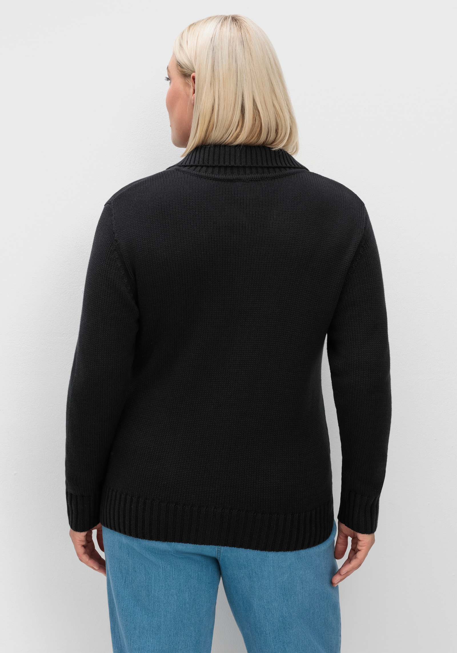 Strickjacke mit 2-Wege-Reißverschluss - schwarz