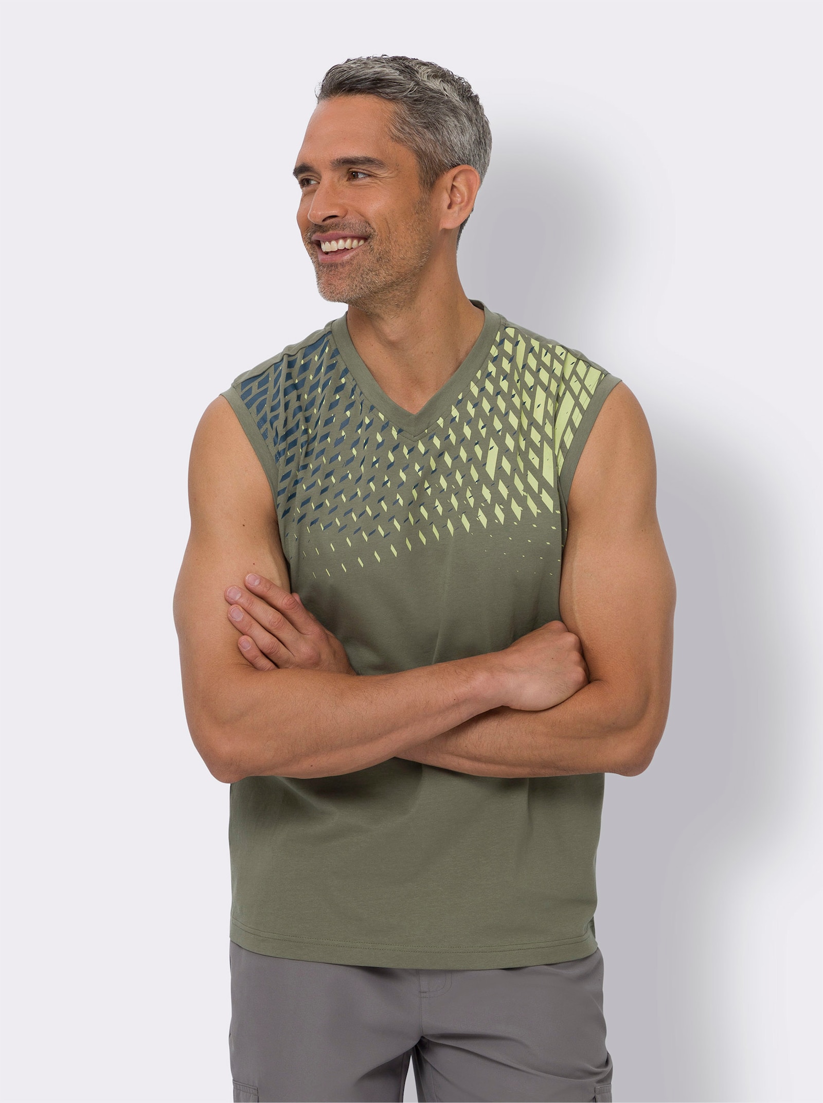 Achselshirt mit grafischem Druck - khaki