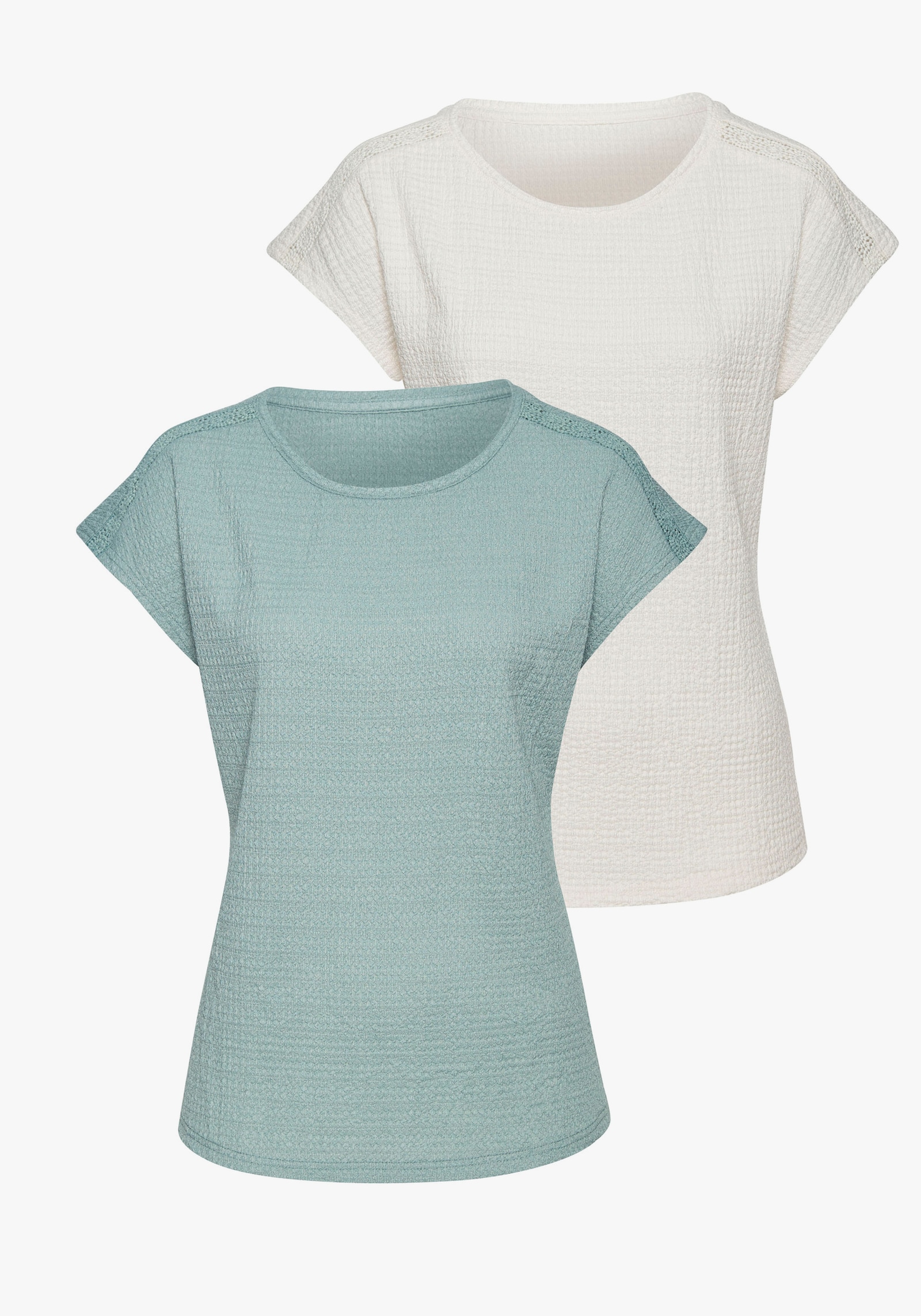 Vivance Kurzarmshirt - mint, creme
